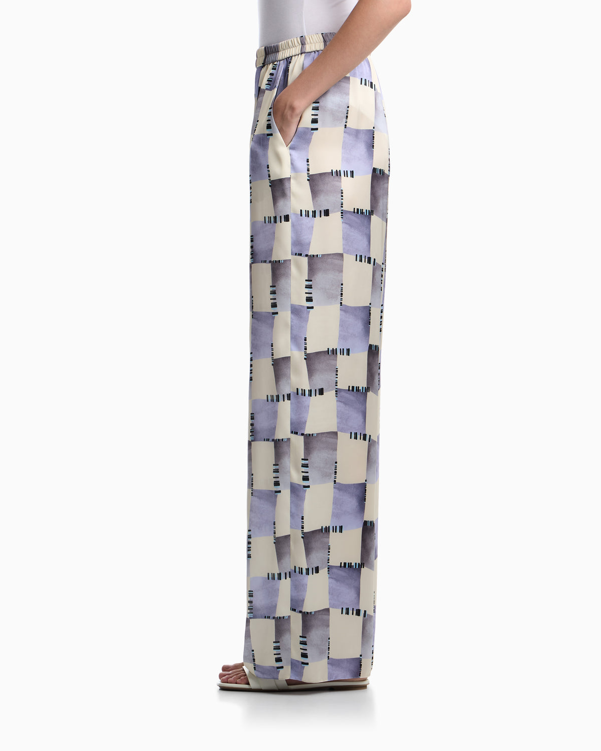 Emporio Armani Satin trousers with check print