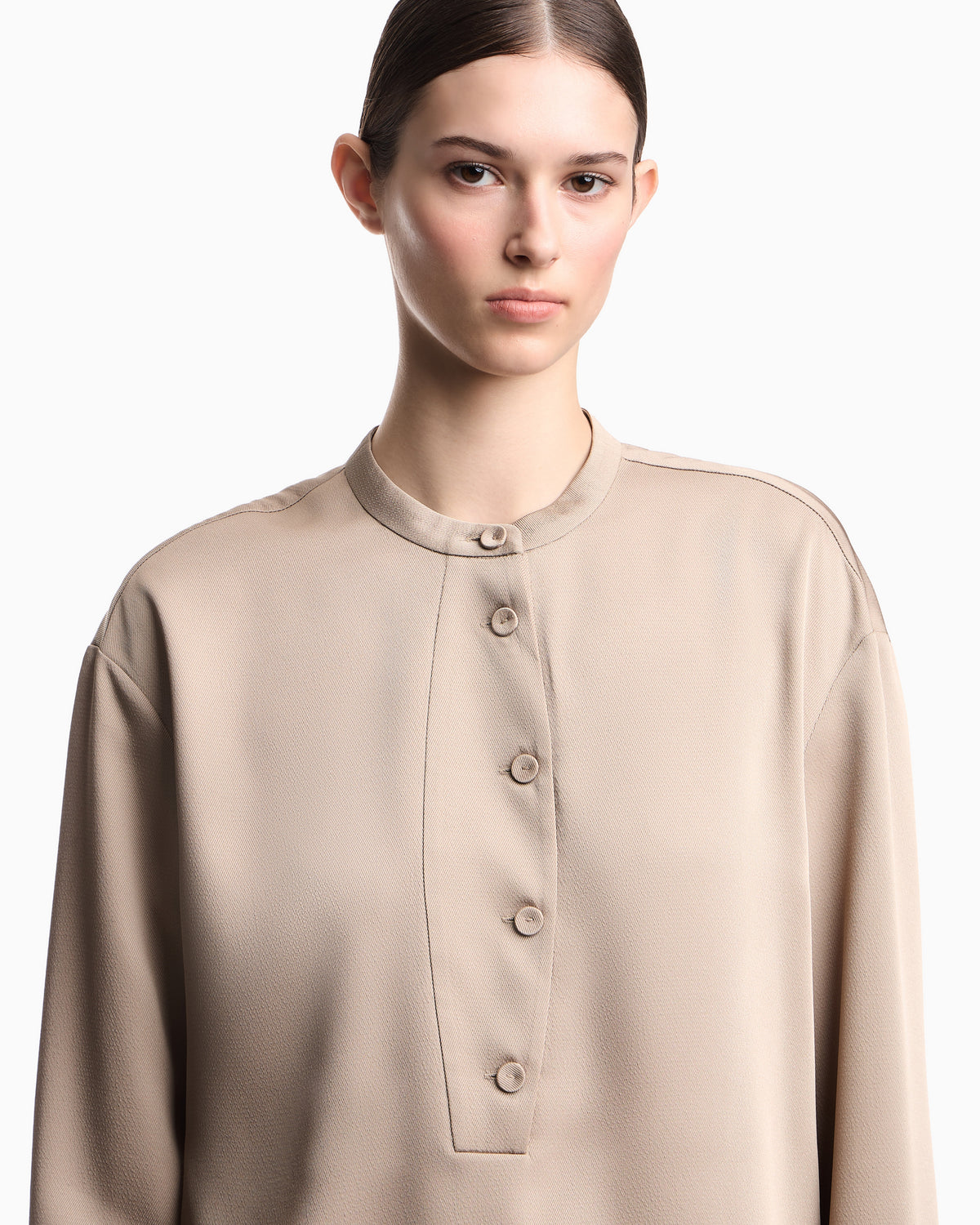 Emporio Armani Shirt with partial buttoning in twill crêpe