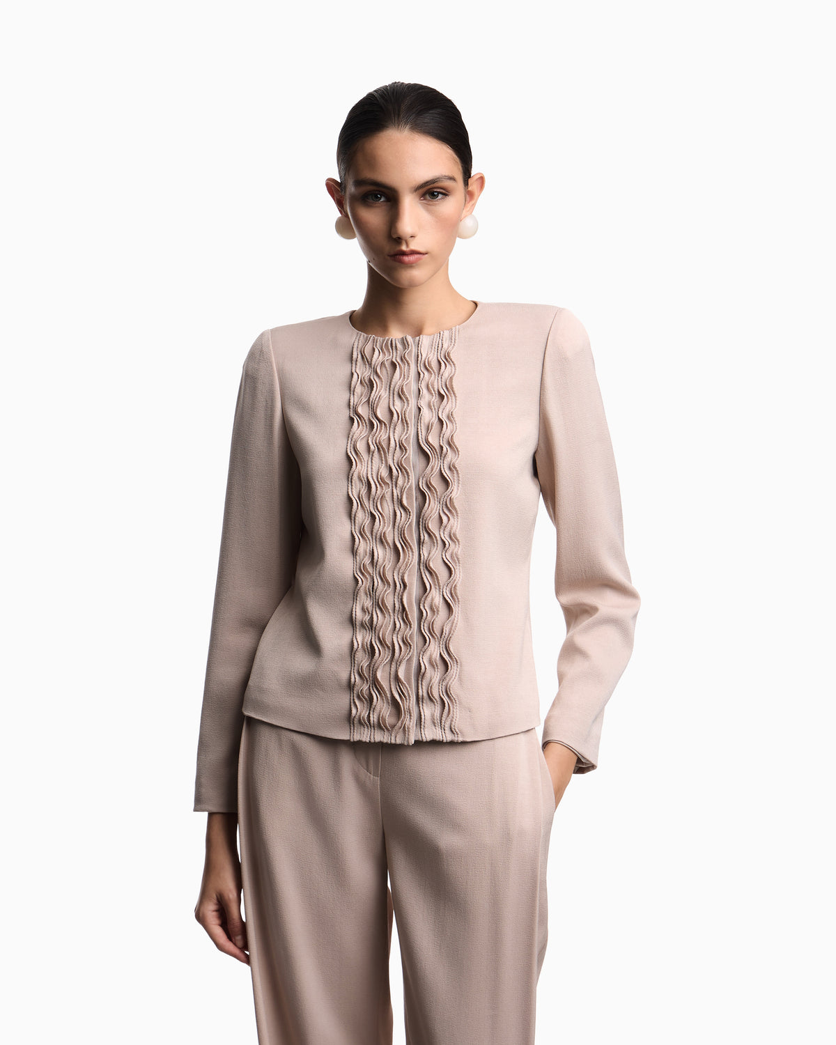 Emporio Armani Armure fabric jacket with ruffles