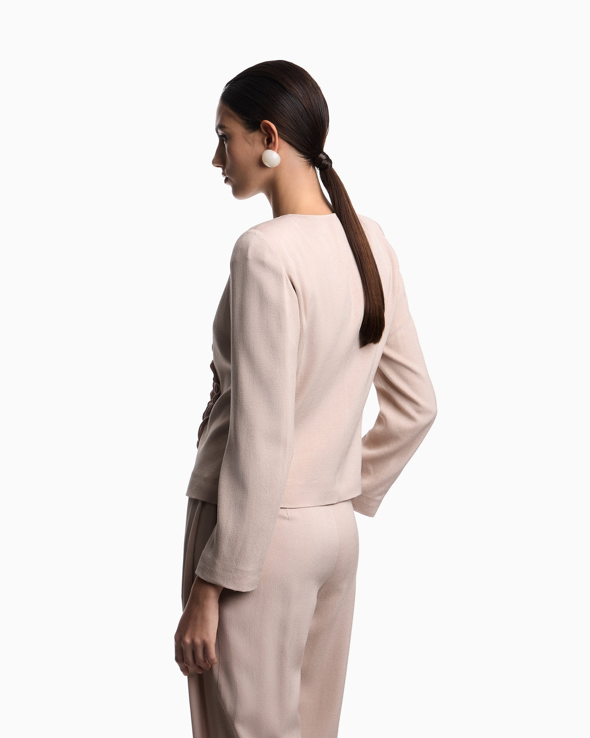 Emporio Armani Armure fabric jacket with ruffles