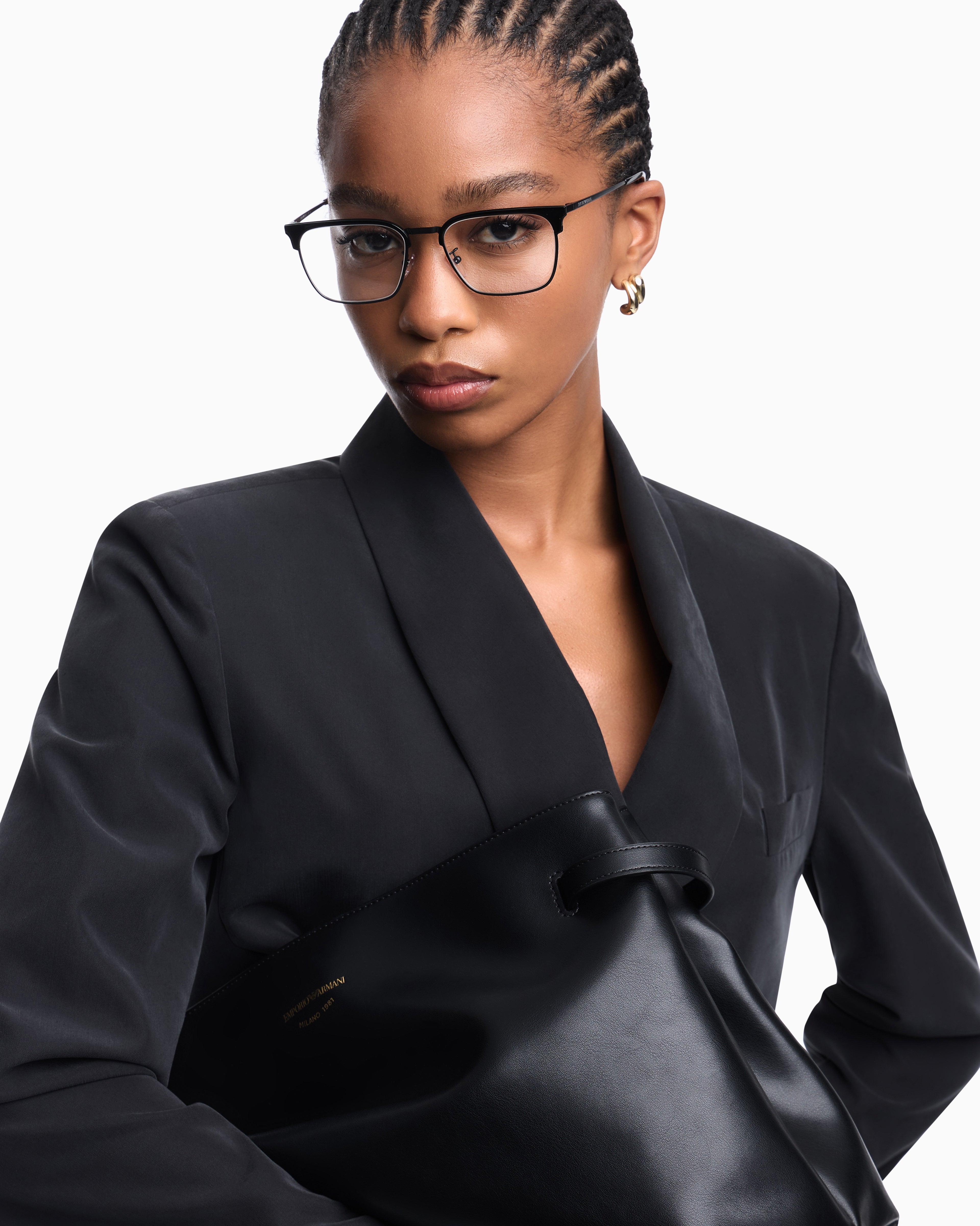 Emporio Armani Double-breasted blazer with crepe shawl neckline