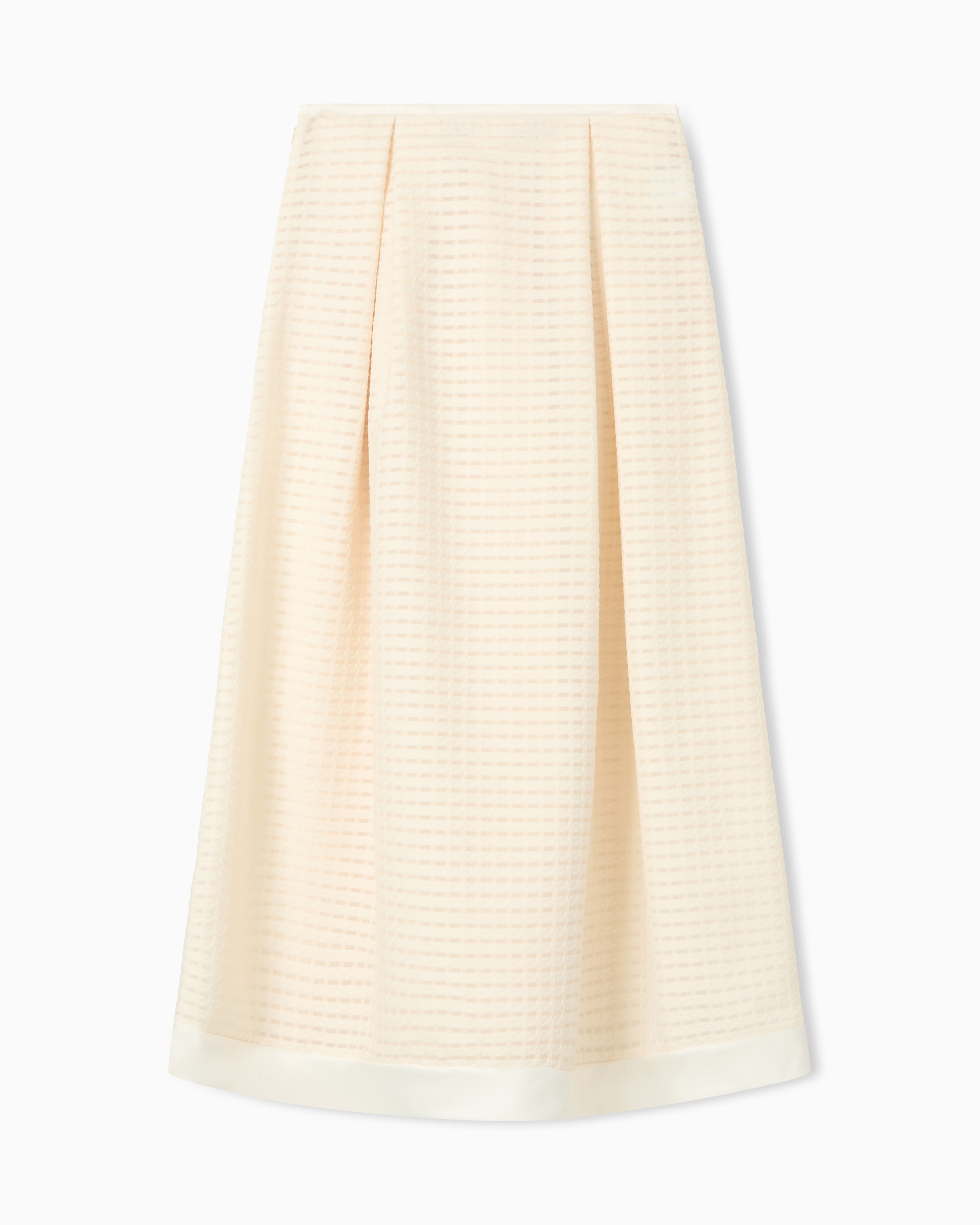 Emporio Armani Long skirt in 3D gingham-effect jacquard