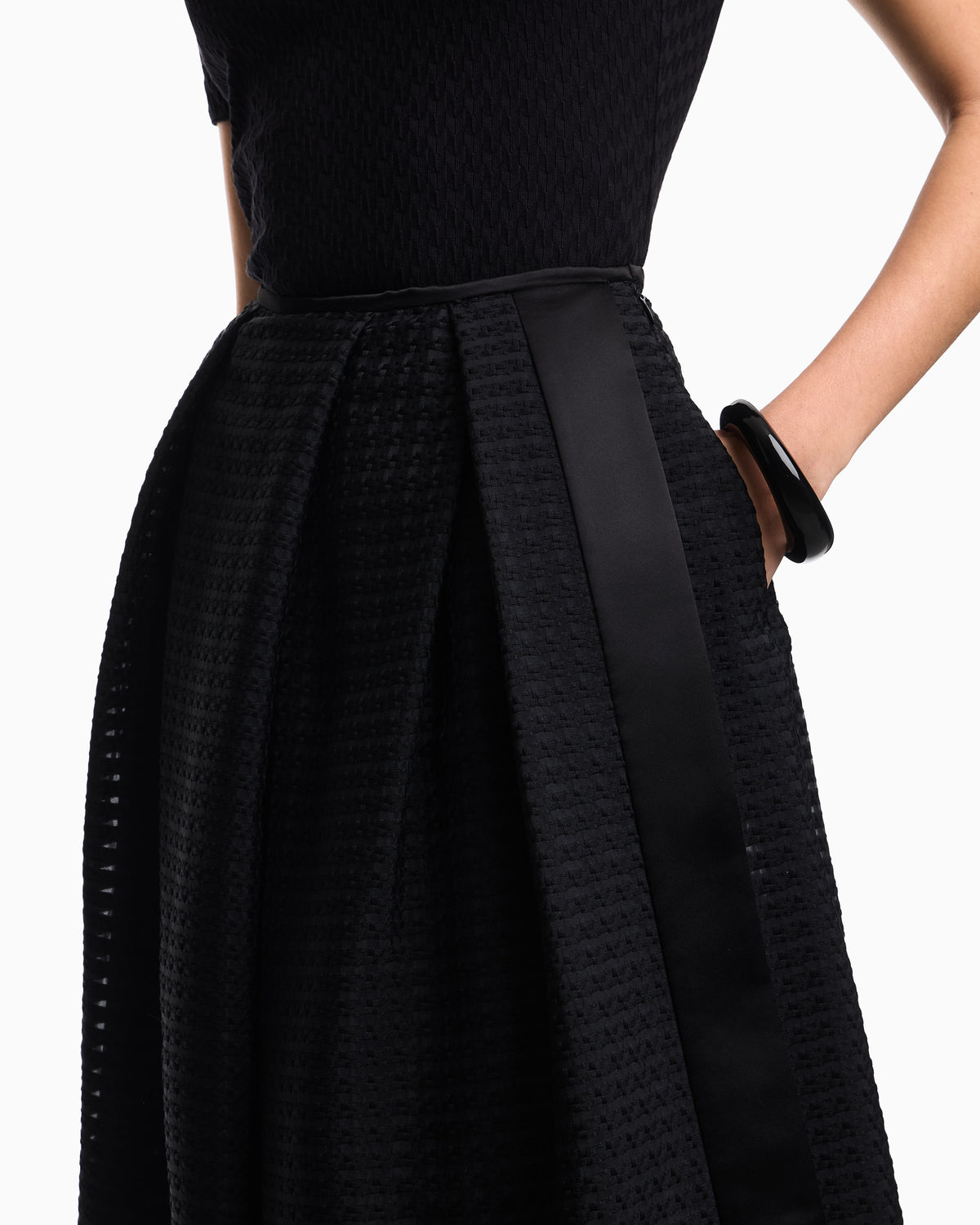 Emporio Armani Long skirt in 3D gingham-effect jacquard
