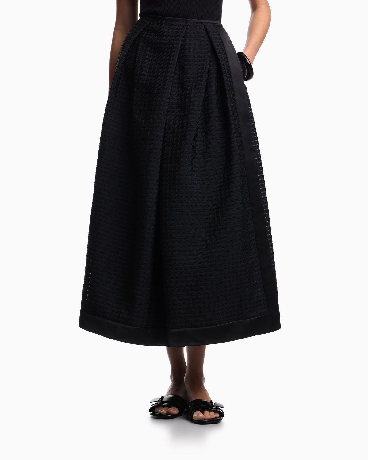 Emporio Armani Long skirt in 3D gingham-effect jacquard