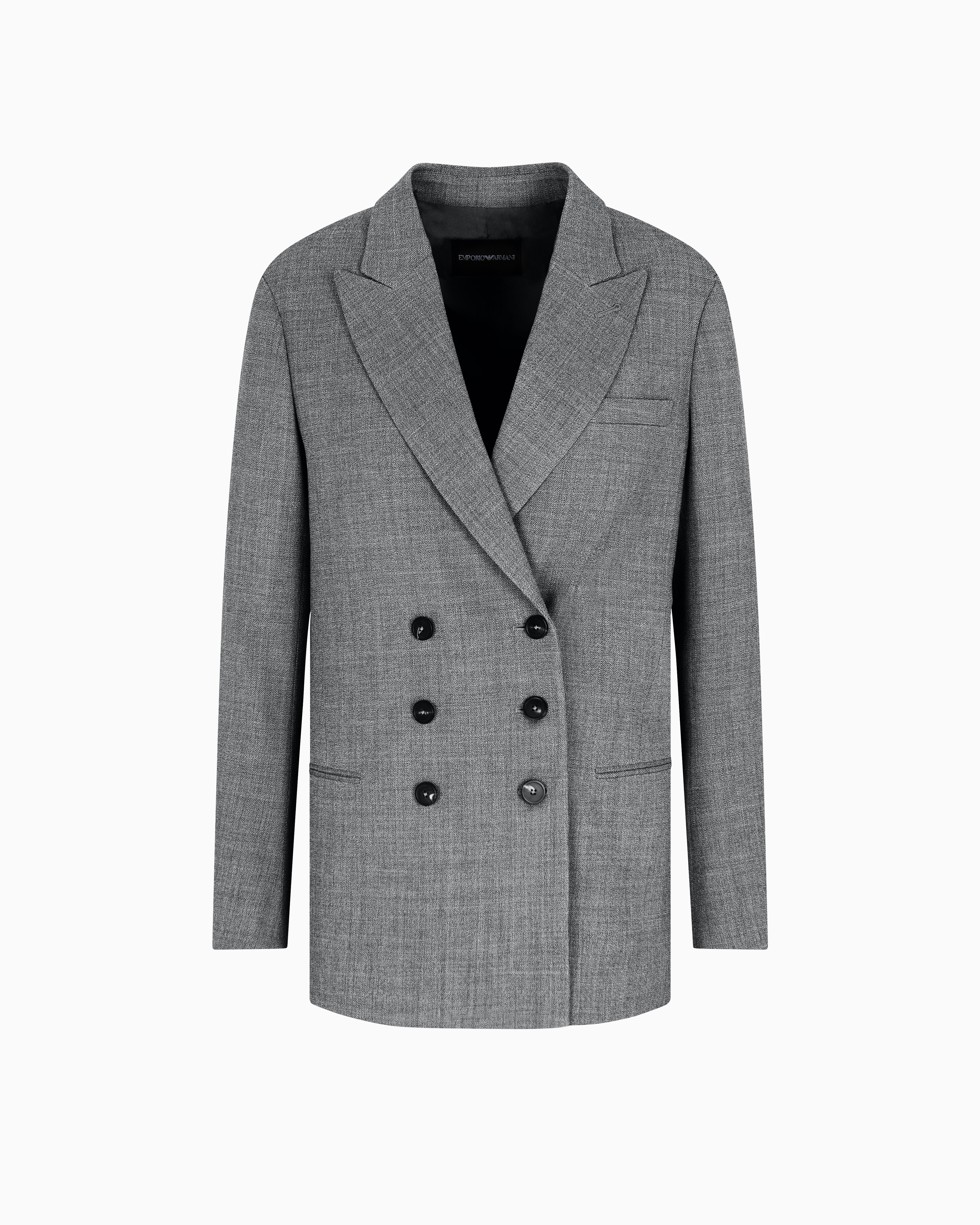 Emporio Armani Double-breasted blazer in mouliné wool crêpe