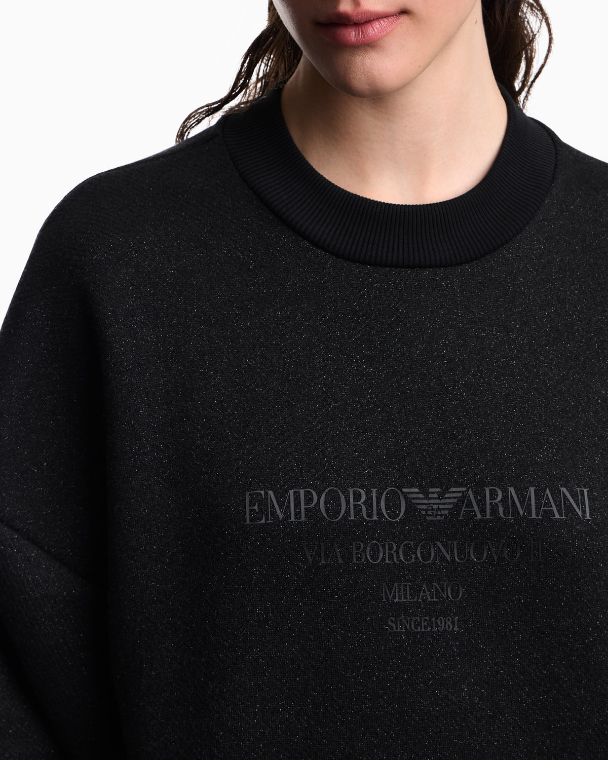 Emporio Armani Lurex jersey sweatshirt with shiny logo