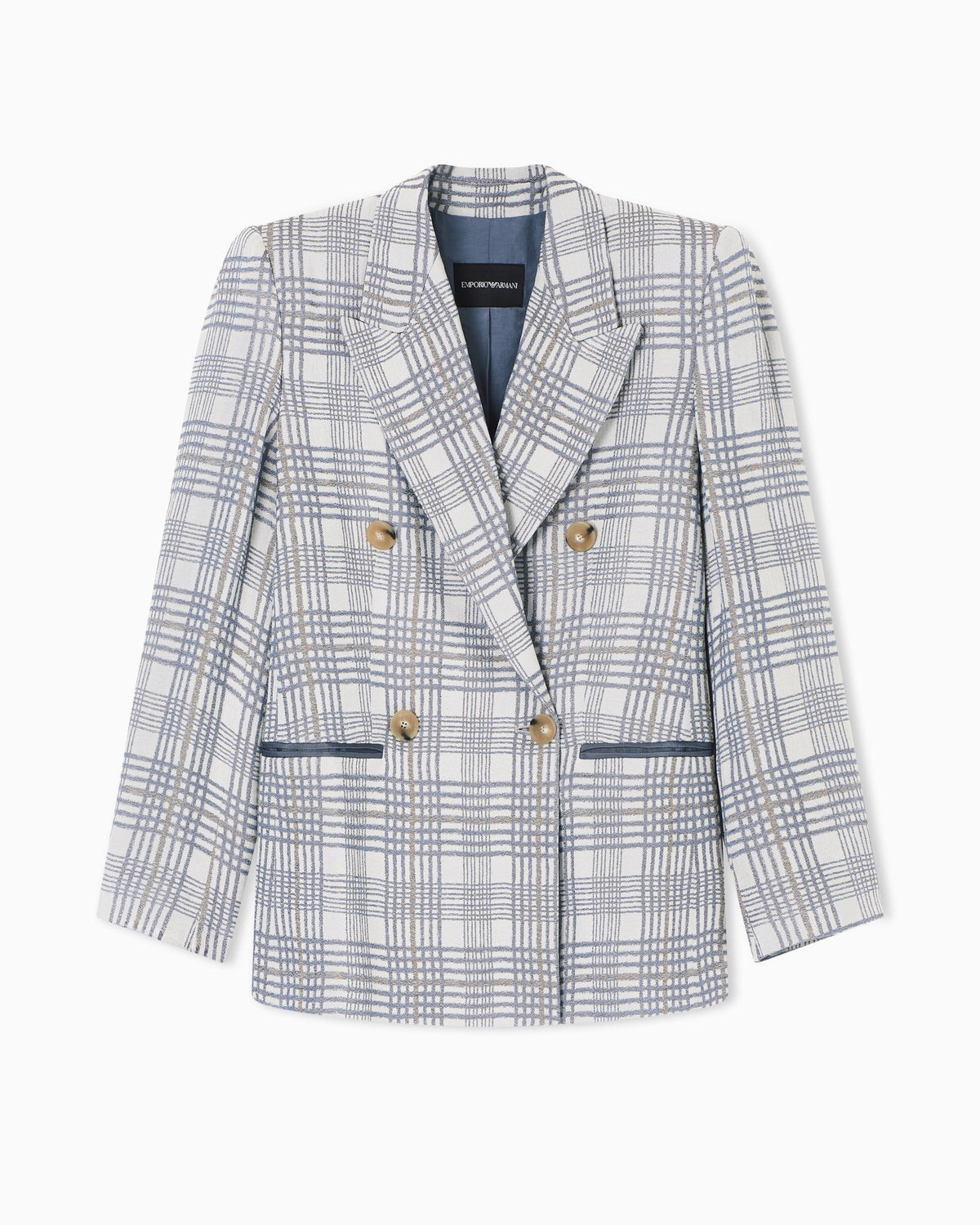 Emporio Armani Double-breasted blazer in a check-motif jacquard fabric
