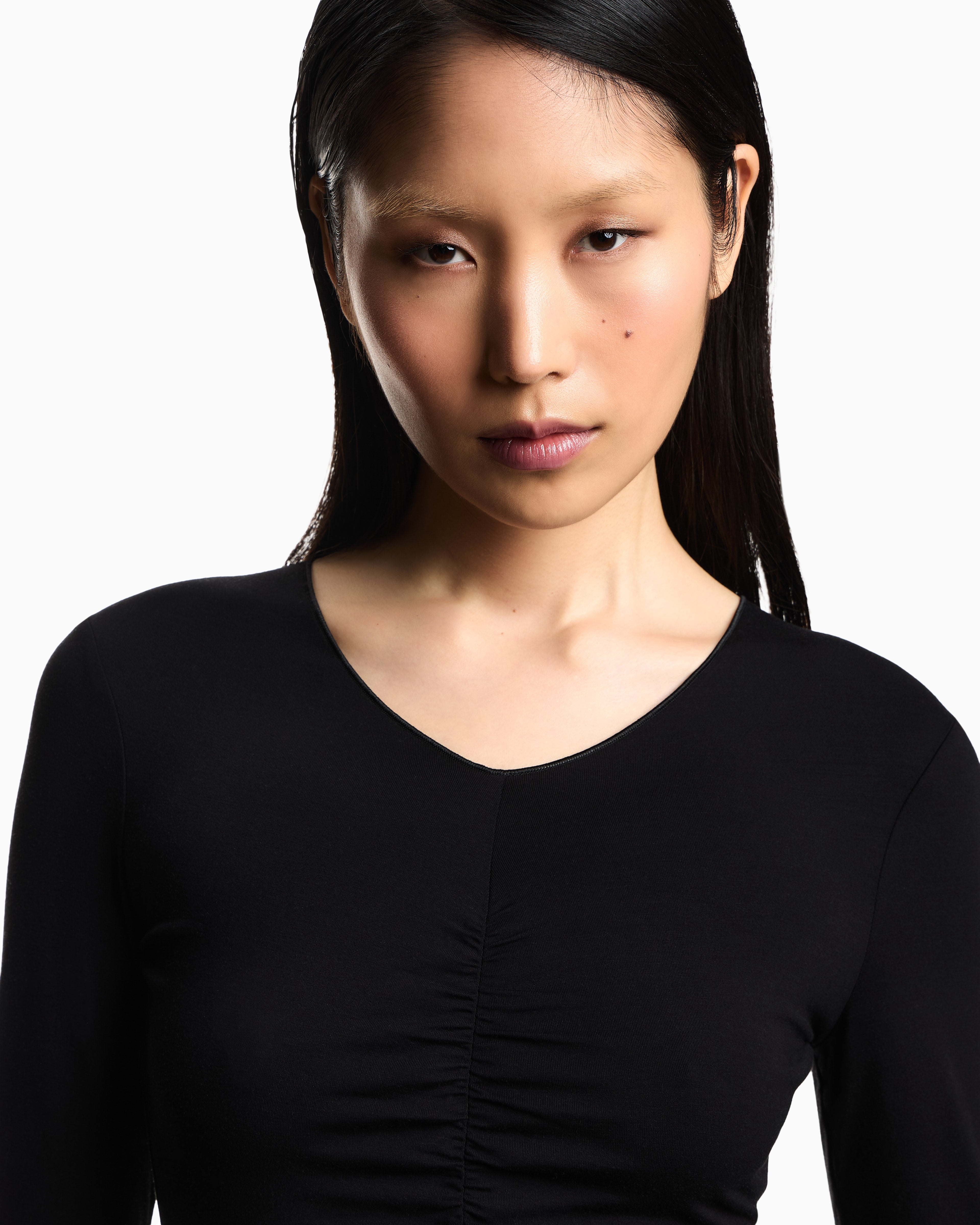 Emporio Armani Stretch jersey jumper with gathering detail