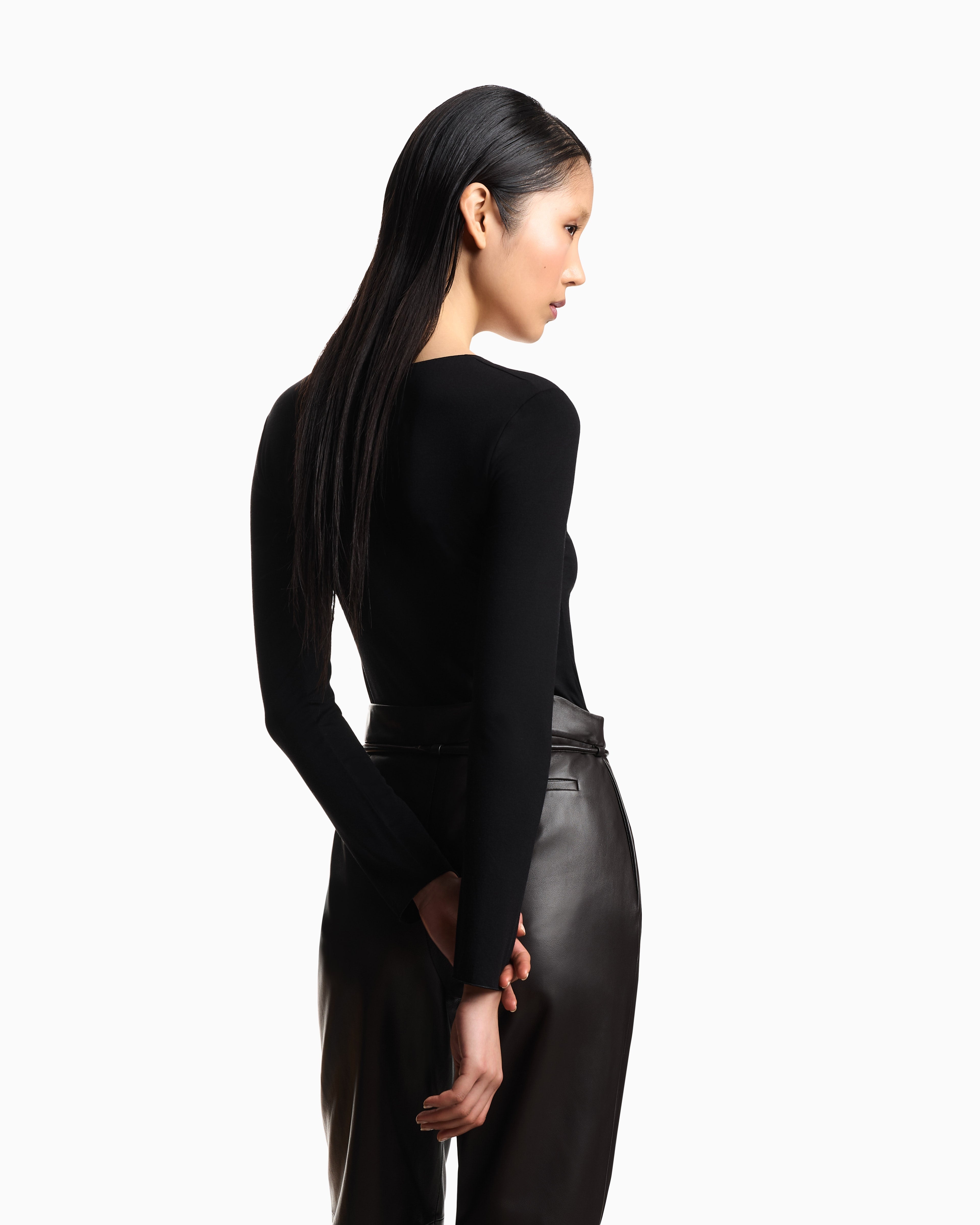 Emporio Armani Stretch jersey jumper with gathering detail
