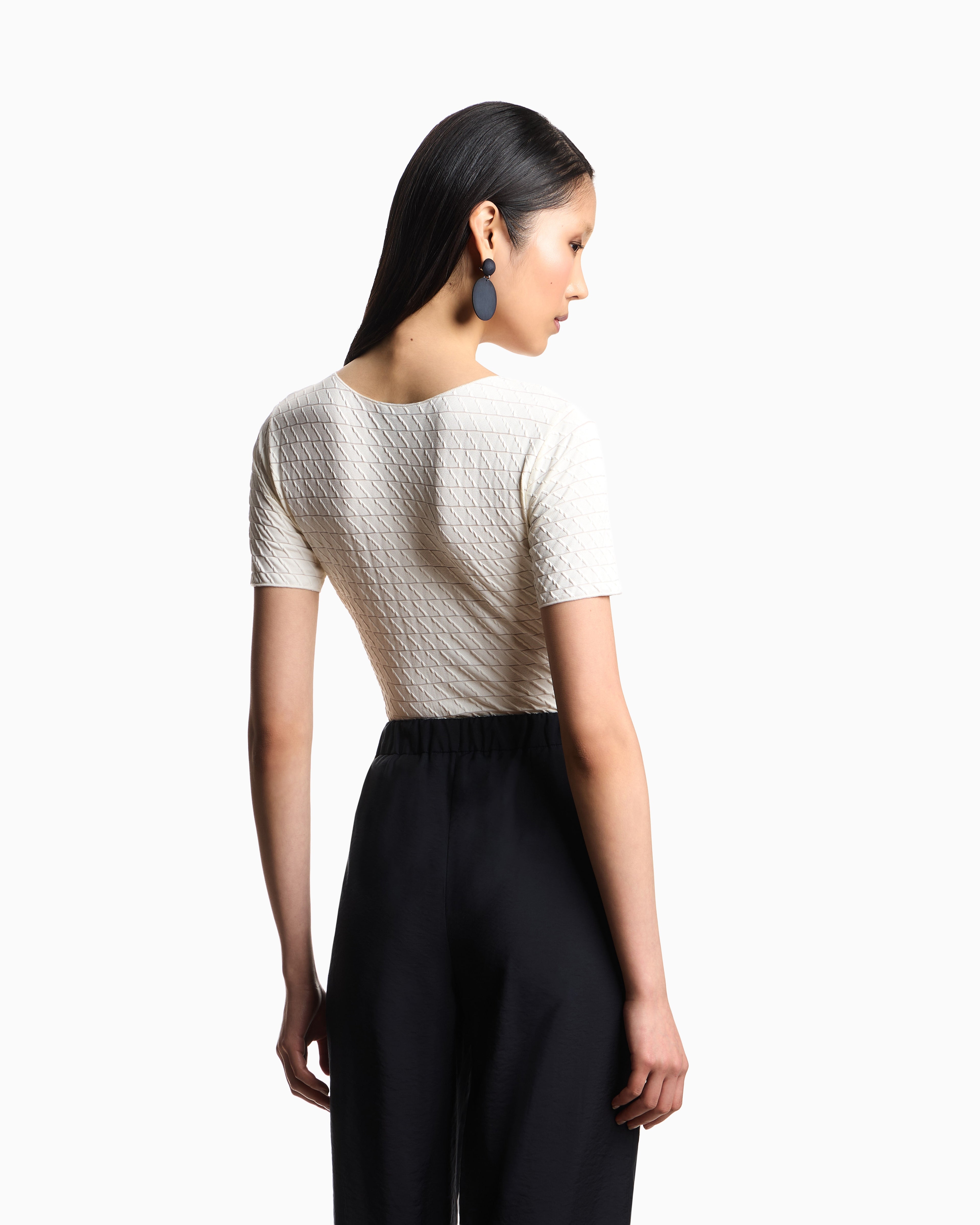 Emporio Armani Stretch nylon jersey jumper with jacquard motif