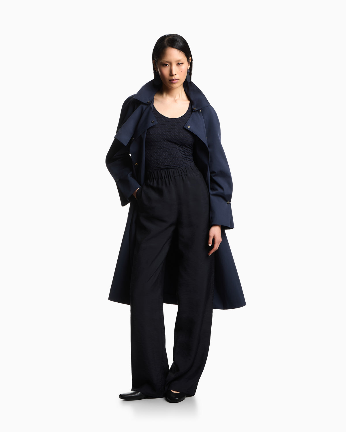 Emporio Armani Stretch nylon jersey jumper with jacquard motif