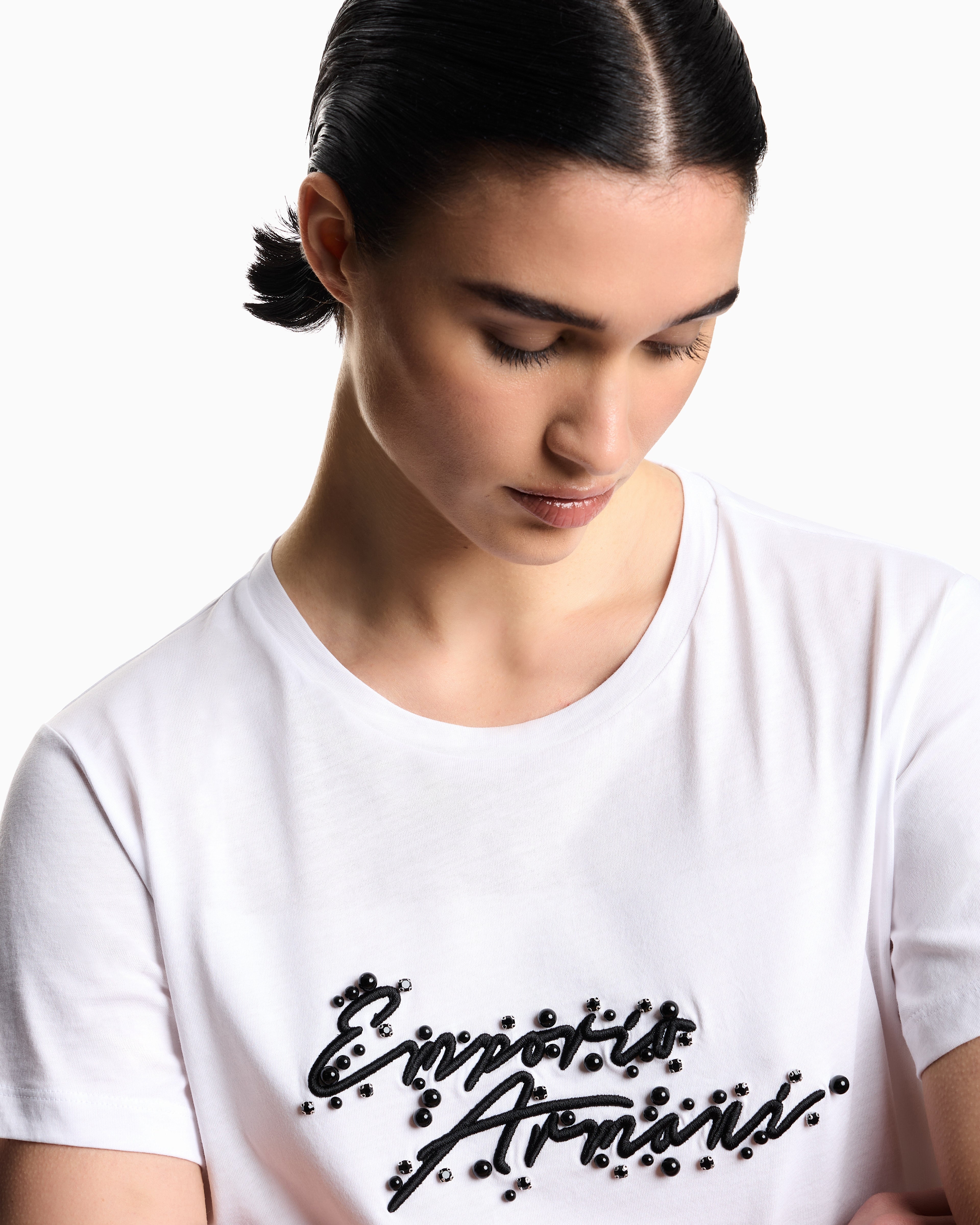 Emporio Armani jersey T-shirt with logo embroidery