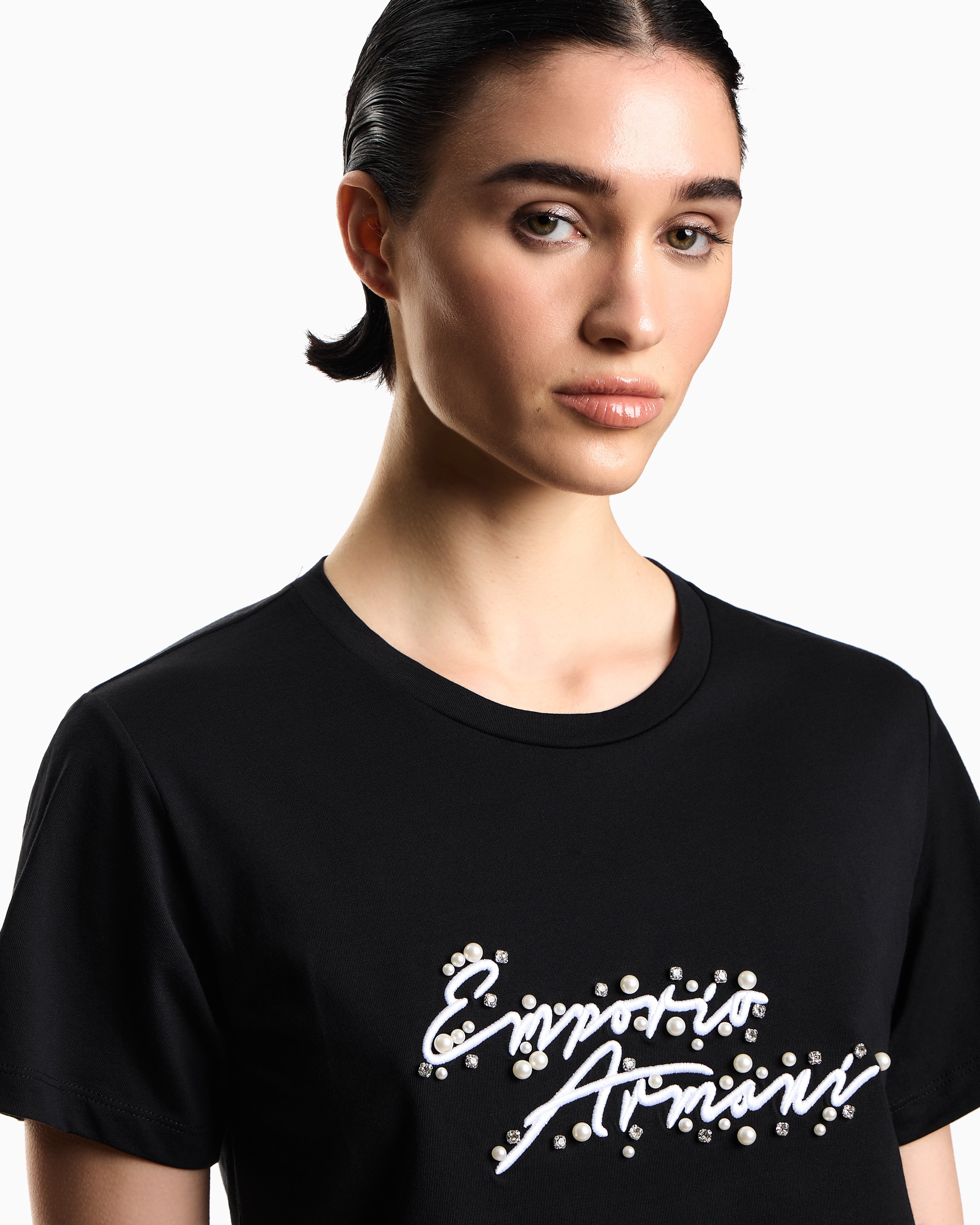Emporio Armani jersey T-shirt with logo embroidery