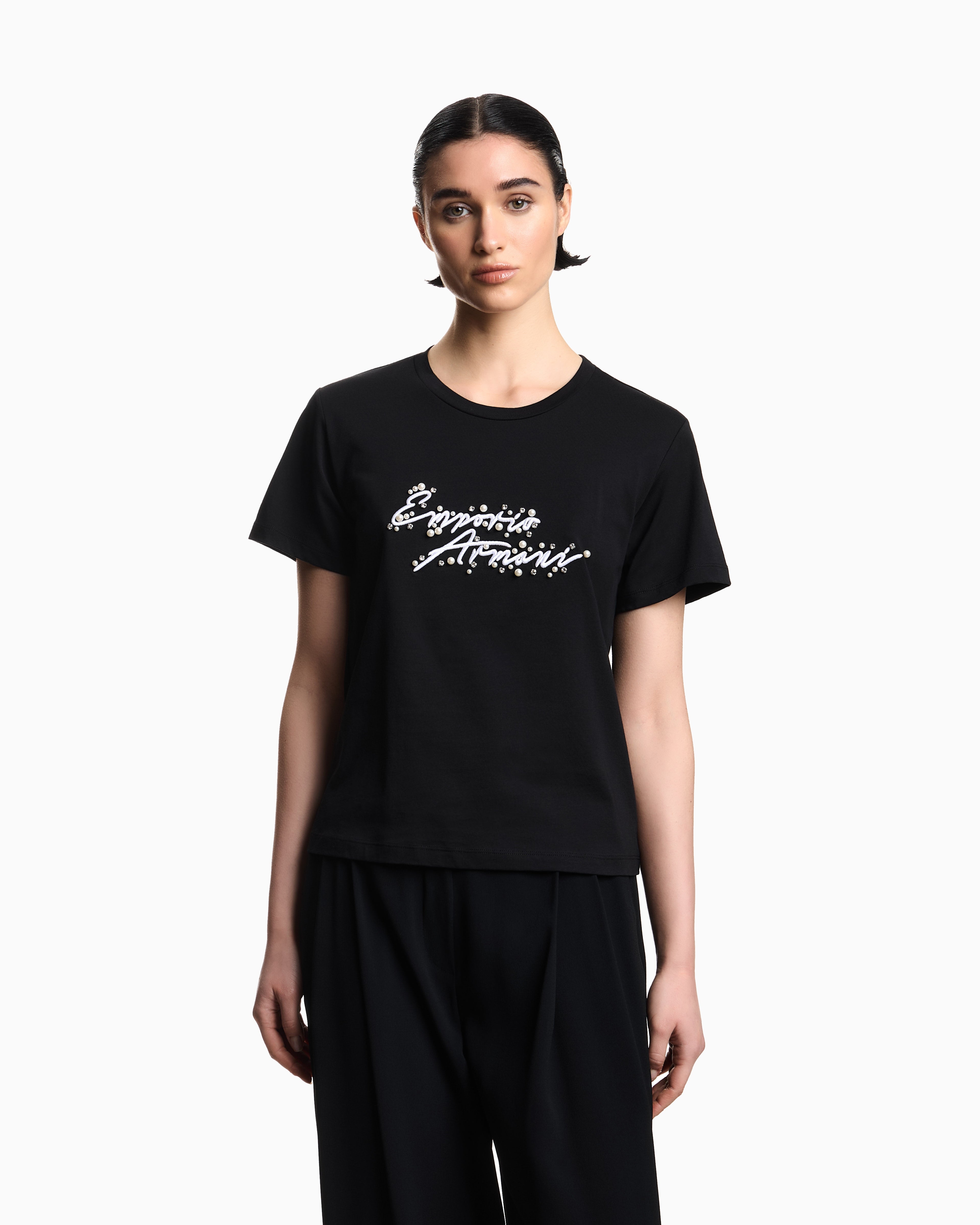 Emporio Armani jersey T-shirt with logo embroidery