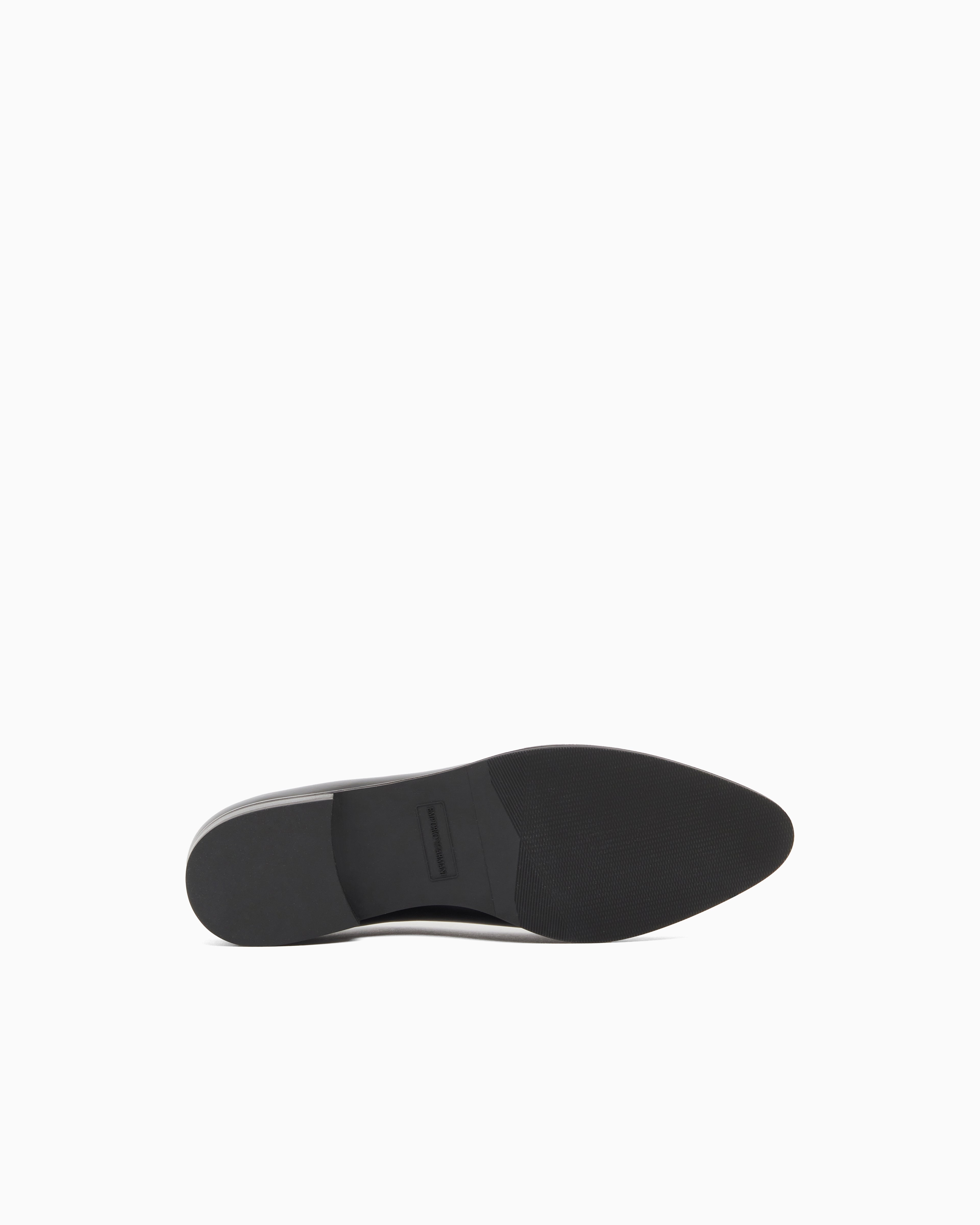 Emporio Armani Icon Shiny Polished Leather Loafers Black