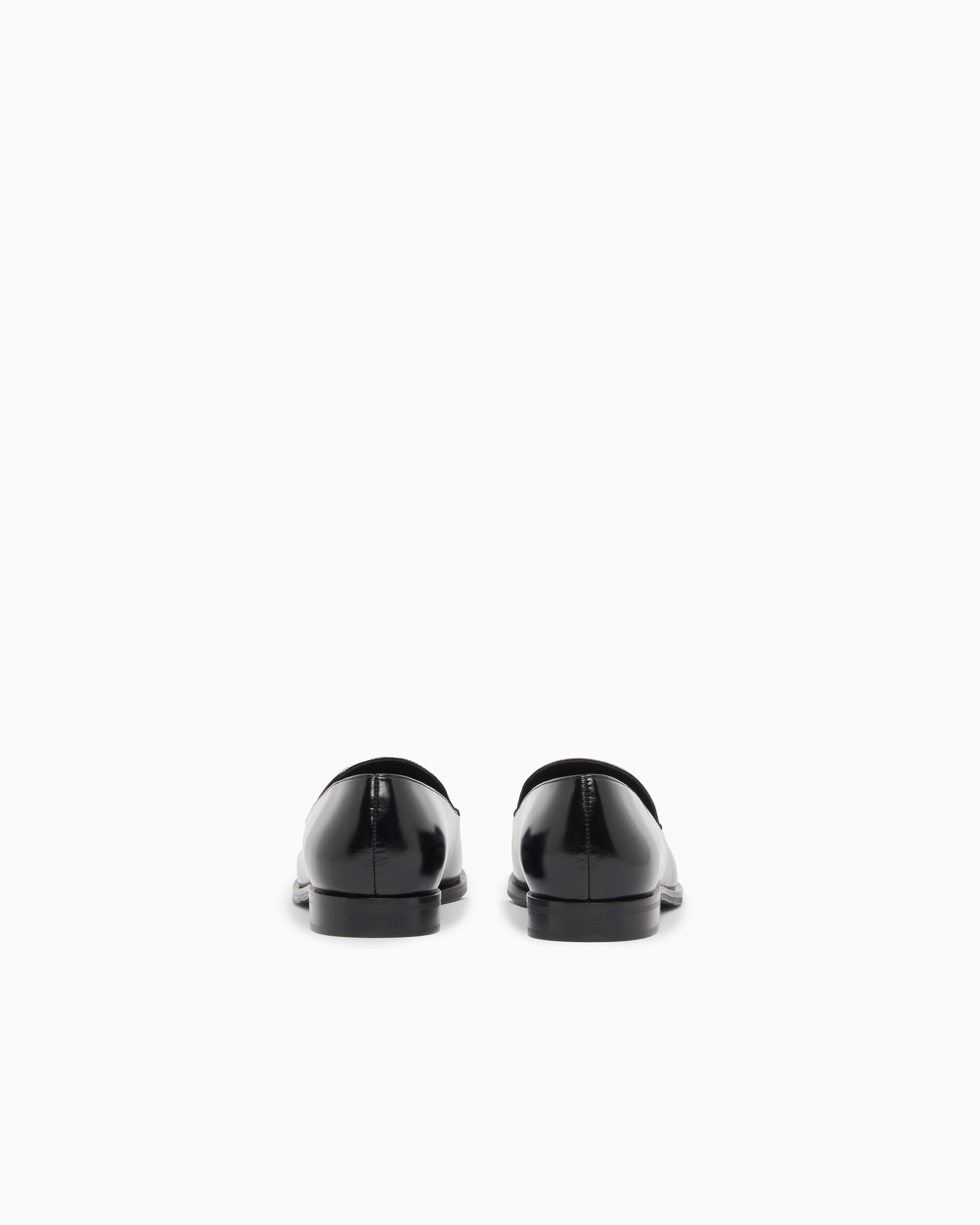Emporio Armani Icon Shiny Polished Leather Loafers Black