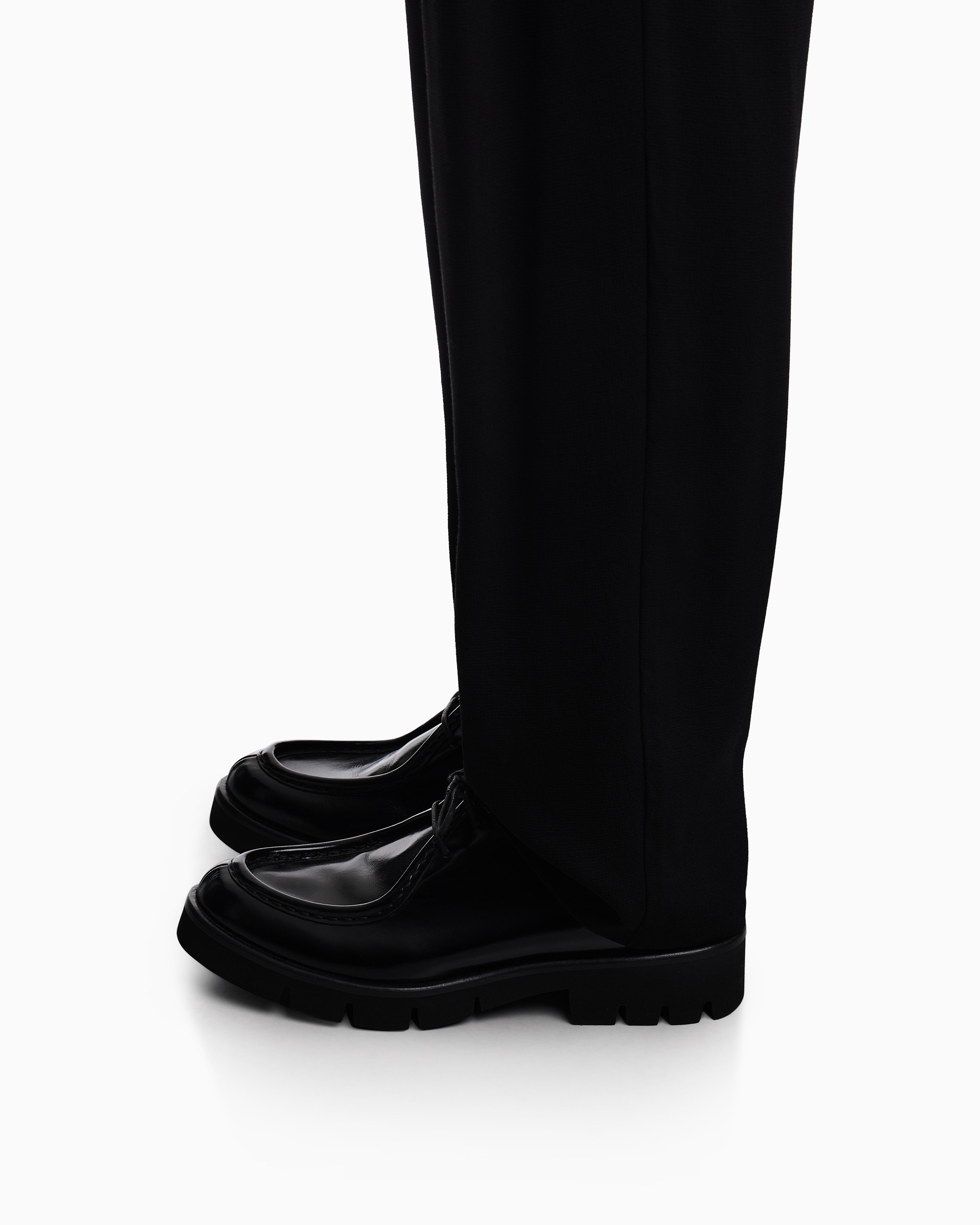 Emporio Armani Wallabee Lace-Ups In Shiny Polished Leather Black