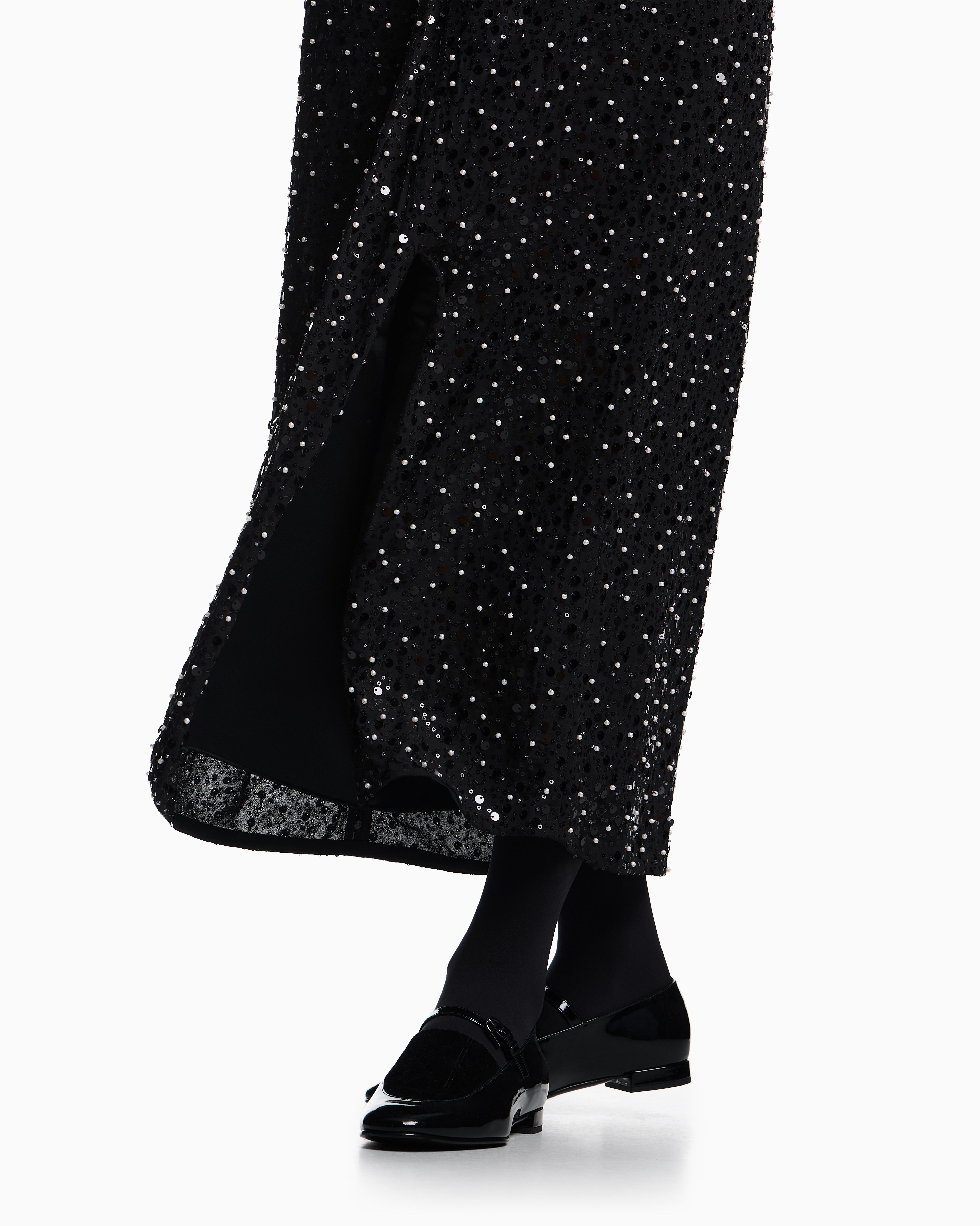 Emporio Armani Georgette skirt with all-over beads and sequins