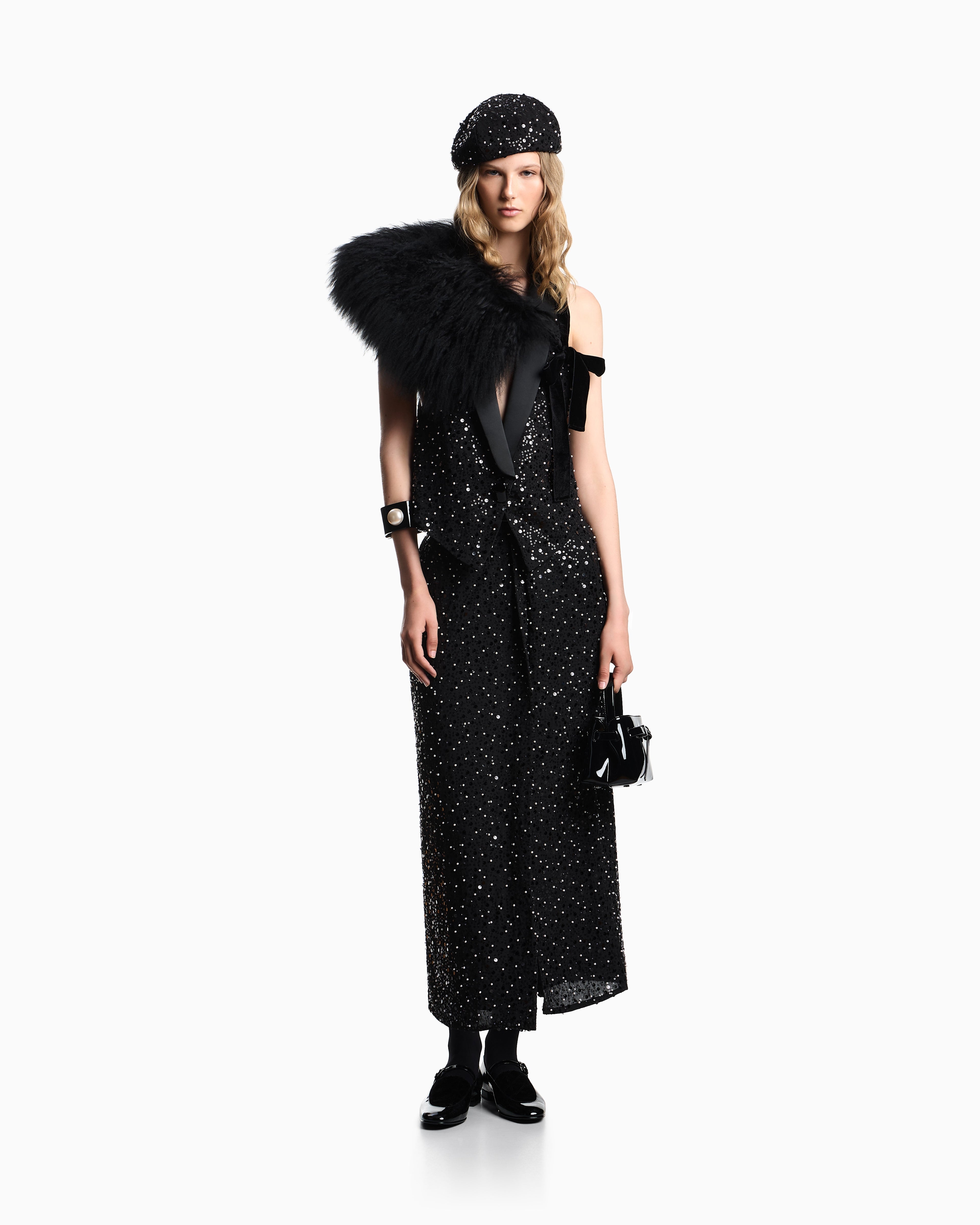 Emporio Armani Georgette skirt with all-over beads and sequins