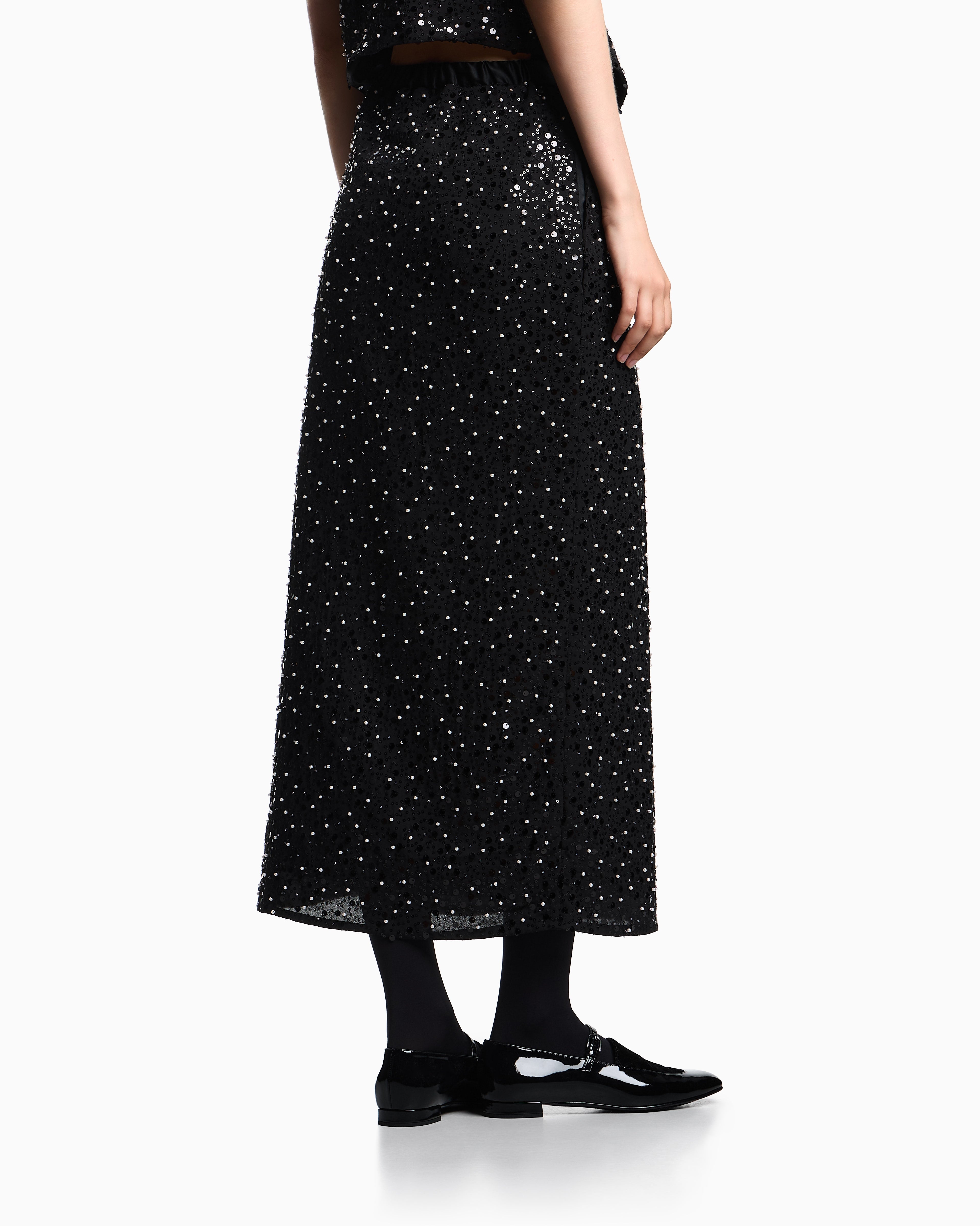 Emporio Armani Georgette skirt with all-over beads and sequins