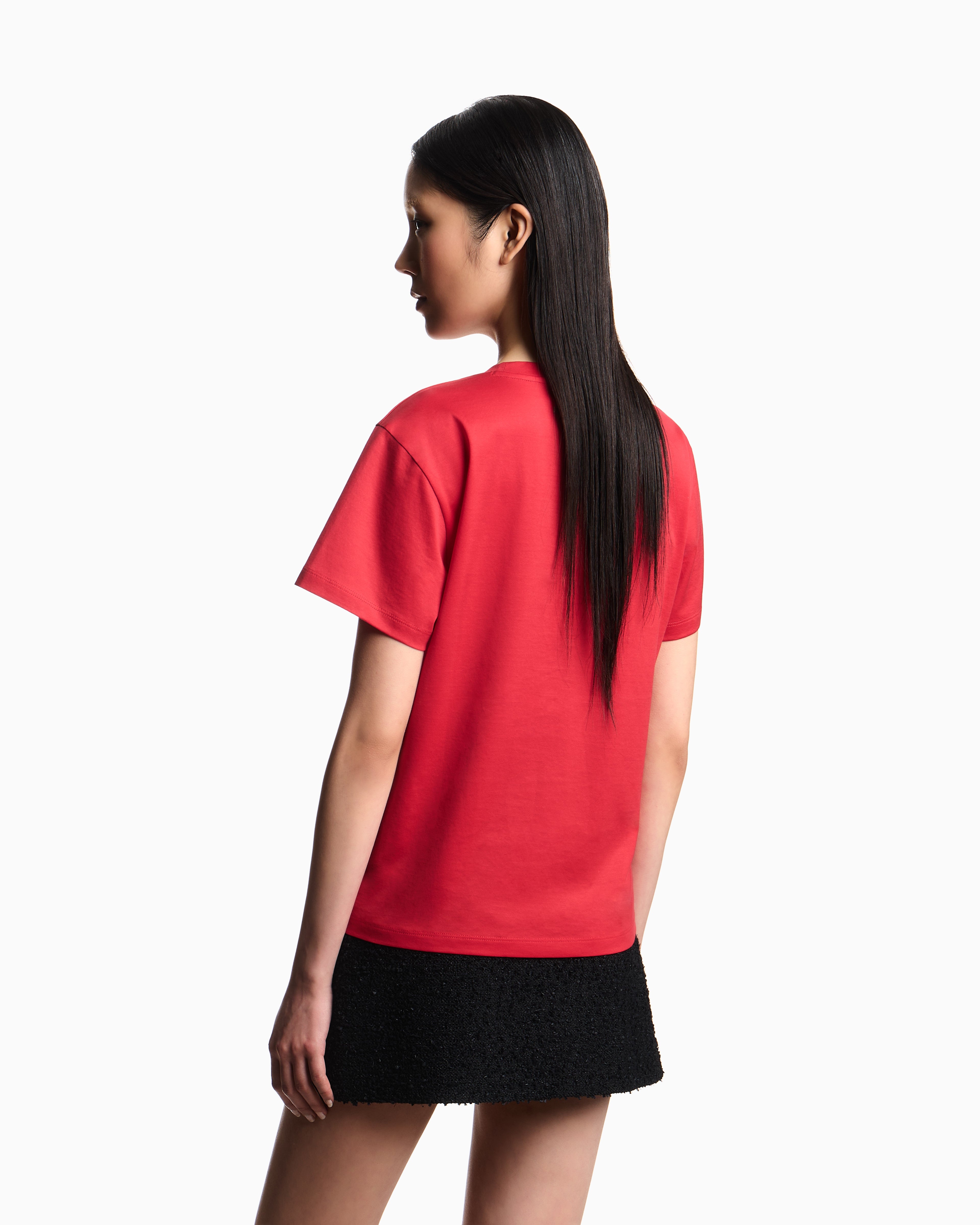 Emporio Armani Lunar New Year slim-fit jersey T-shirt with rhinestone outline