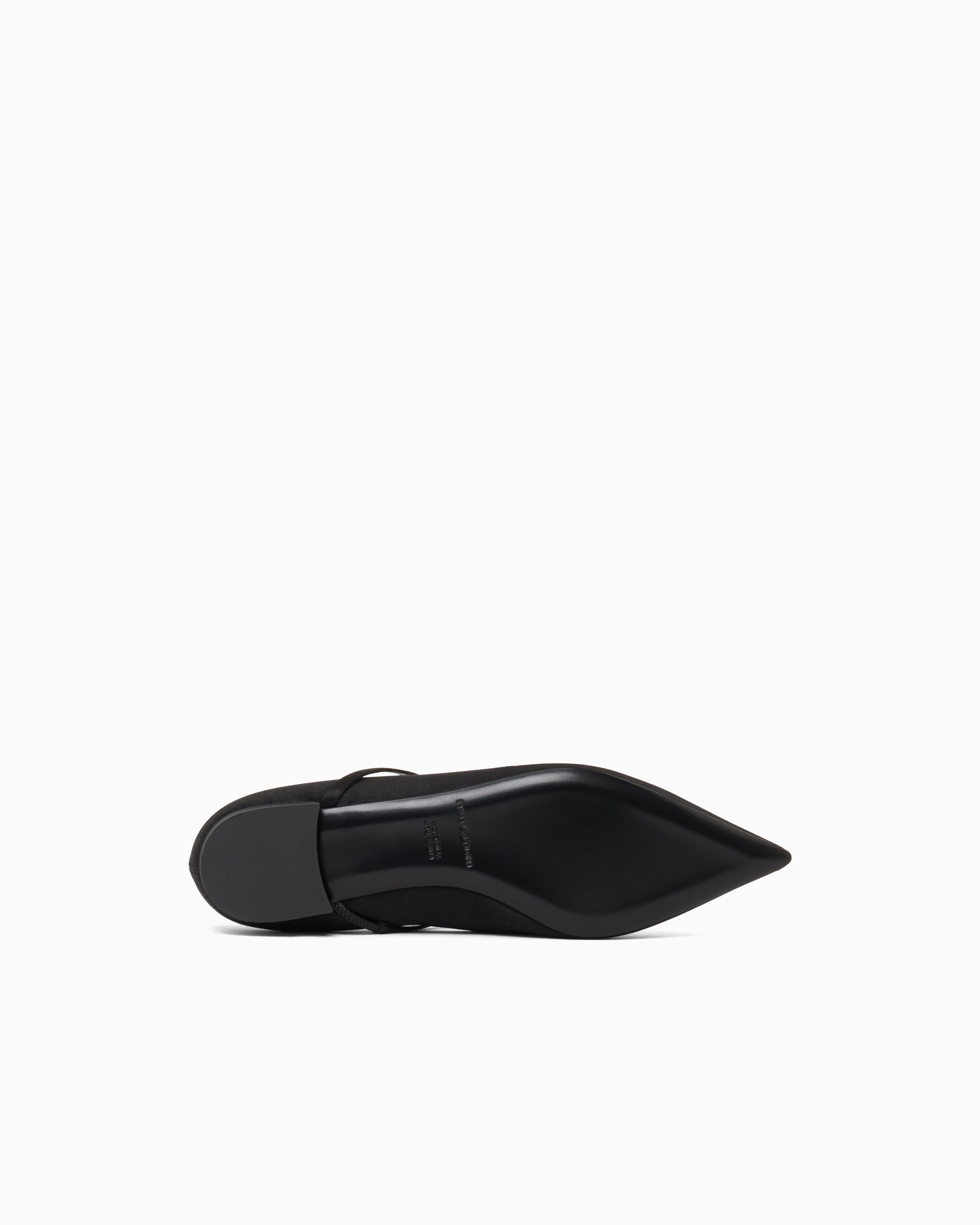 Emporio Armani Satin T-Bar Ballerinas Black