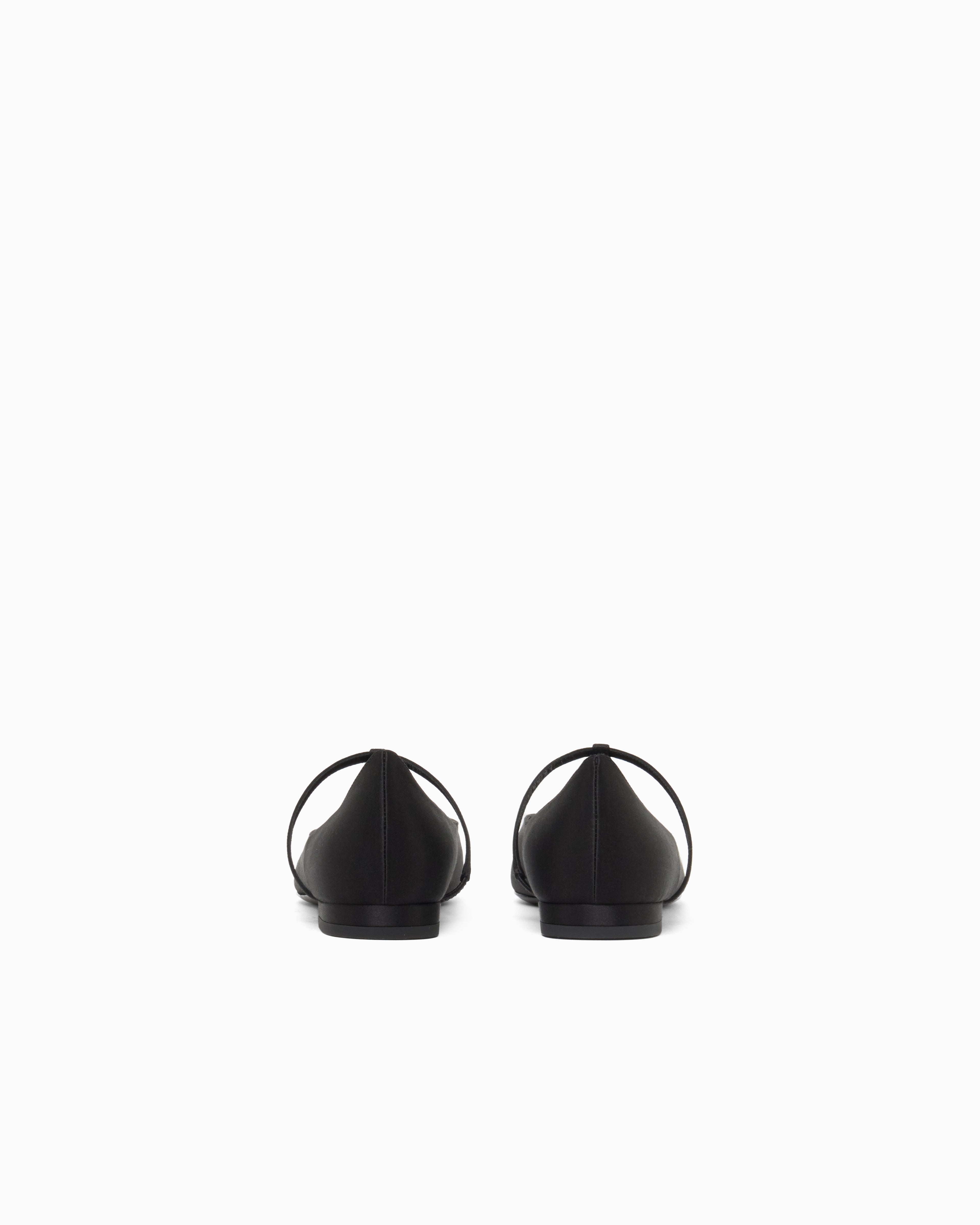 Emporio Armani Satin T-Bar Ballerinas Black