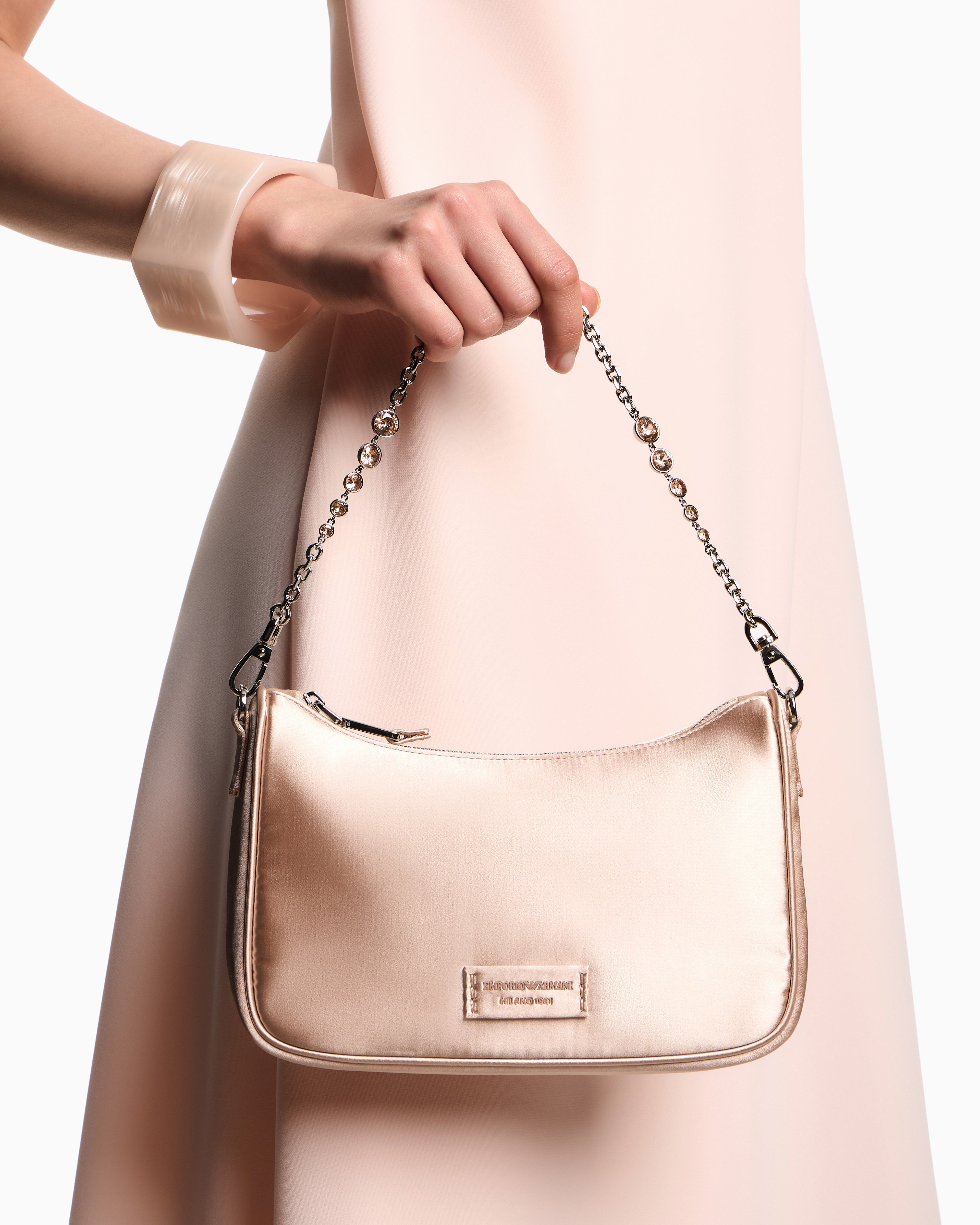 Emporio Armani Satin shoulder bag with chain strap