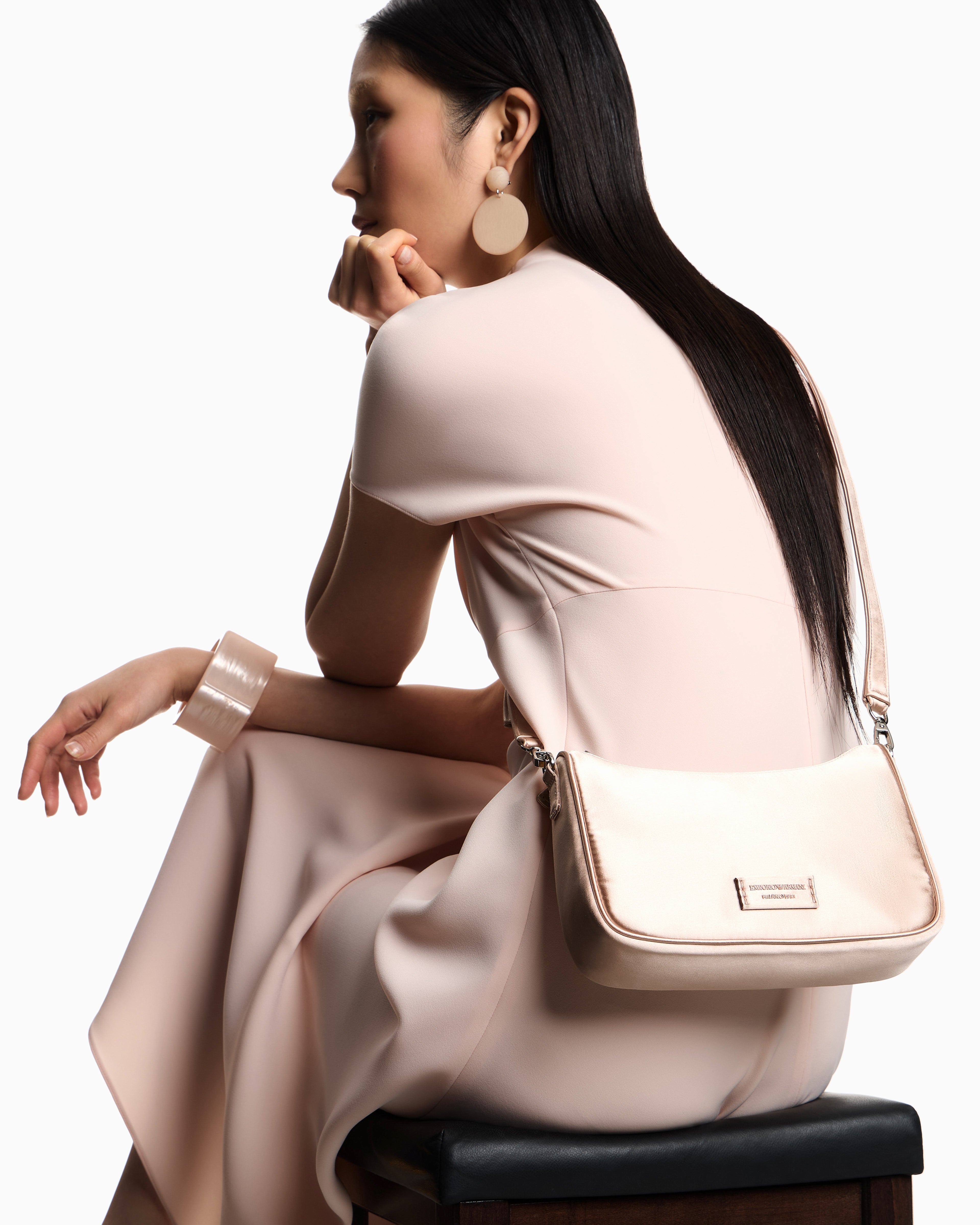 Emporio Armani Satin shoulder bag with chain strap