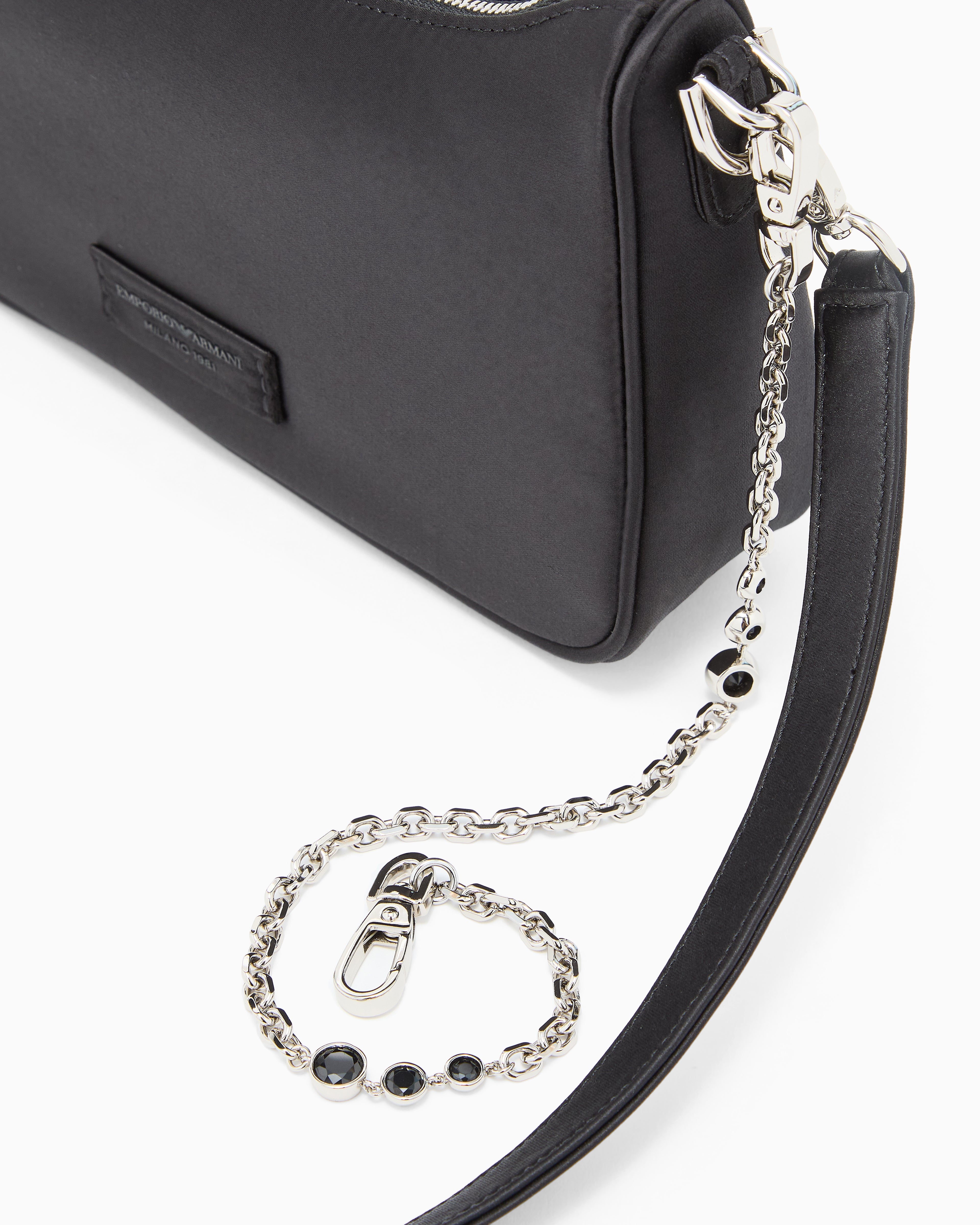 Emporio Armani Satin shoulder bag with chain strap