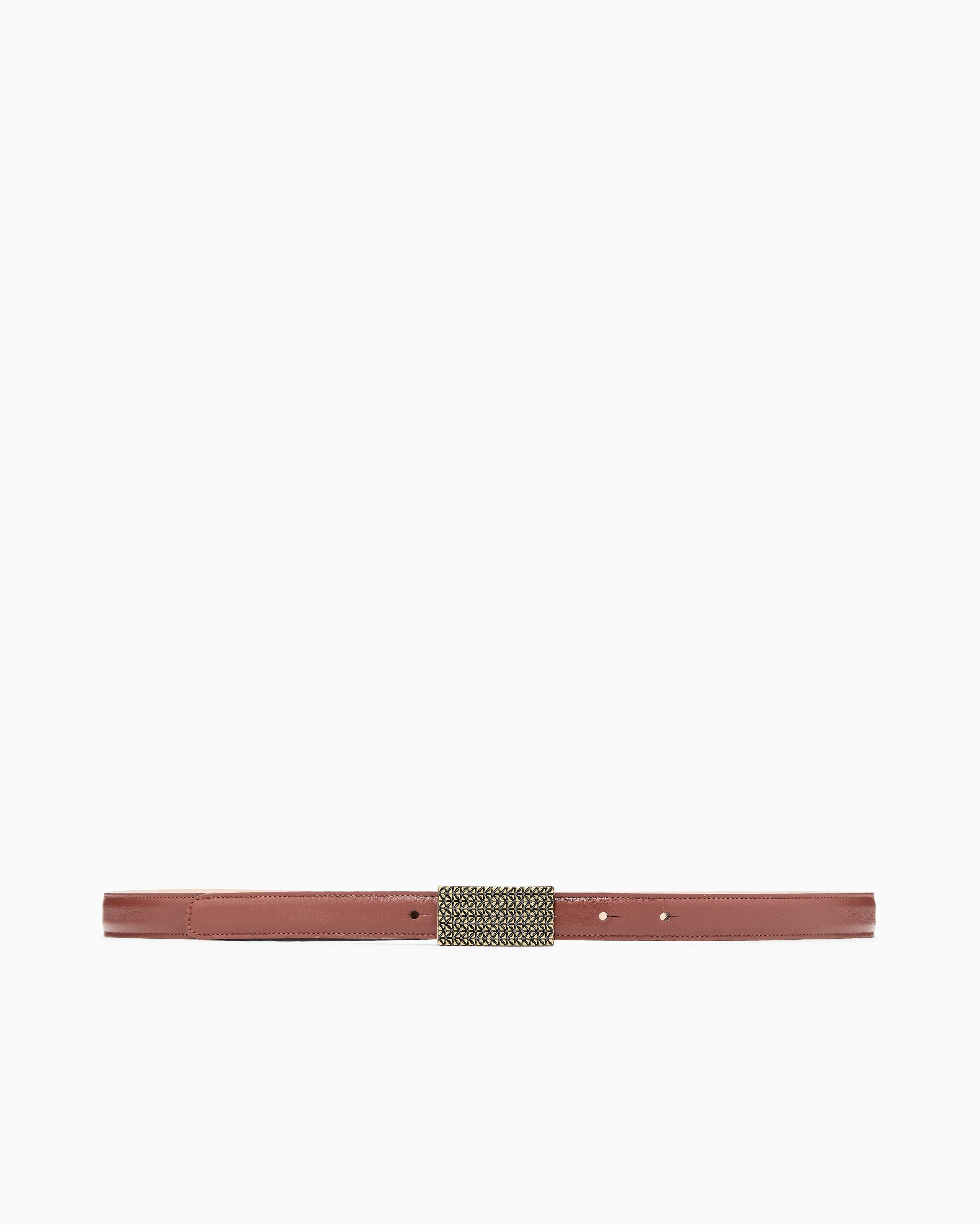 Emporio Armani Smooth leather belt with 3D patterned plate