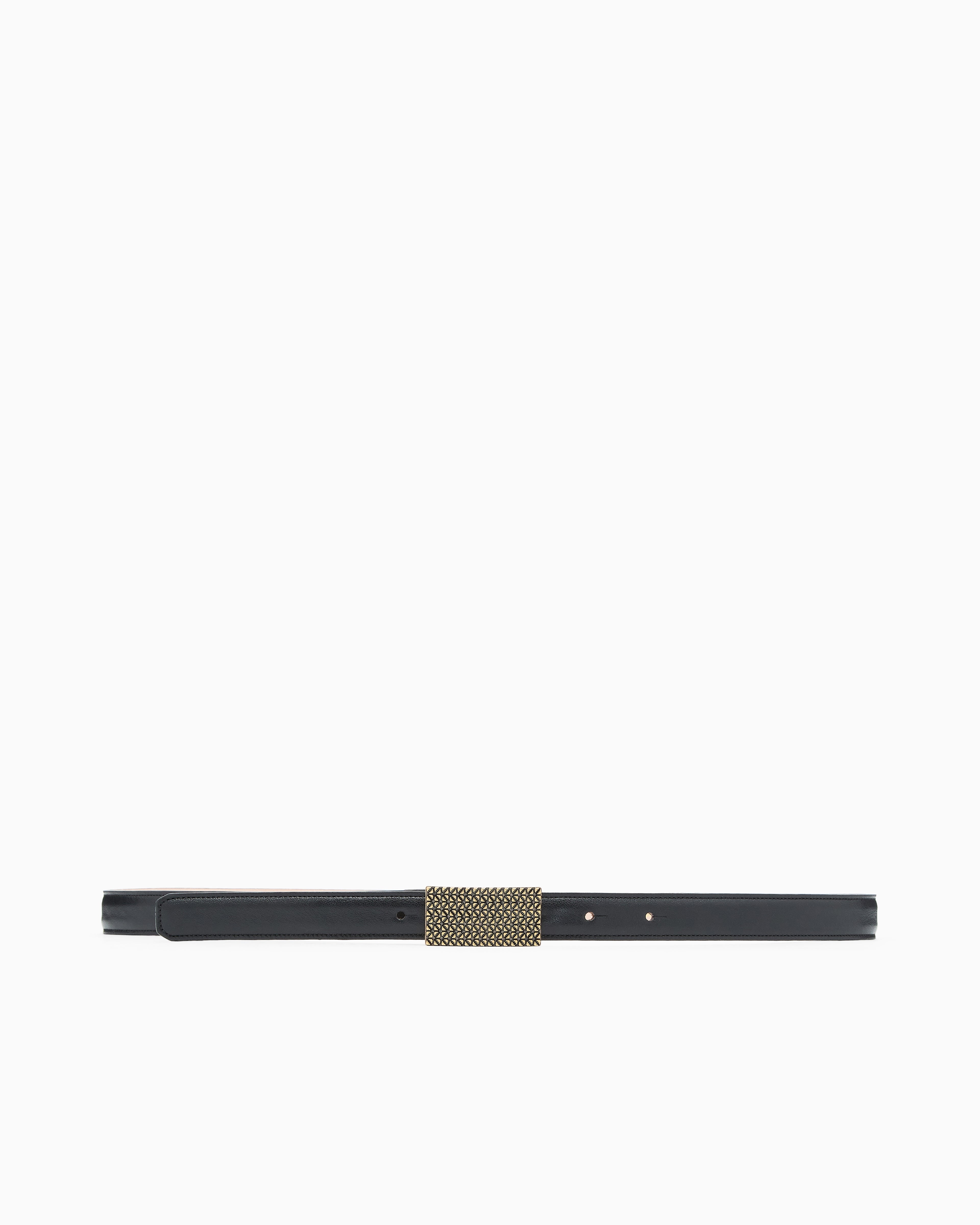 Emporio Armani Smooth leather belt with 3D patterned plate