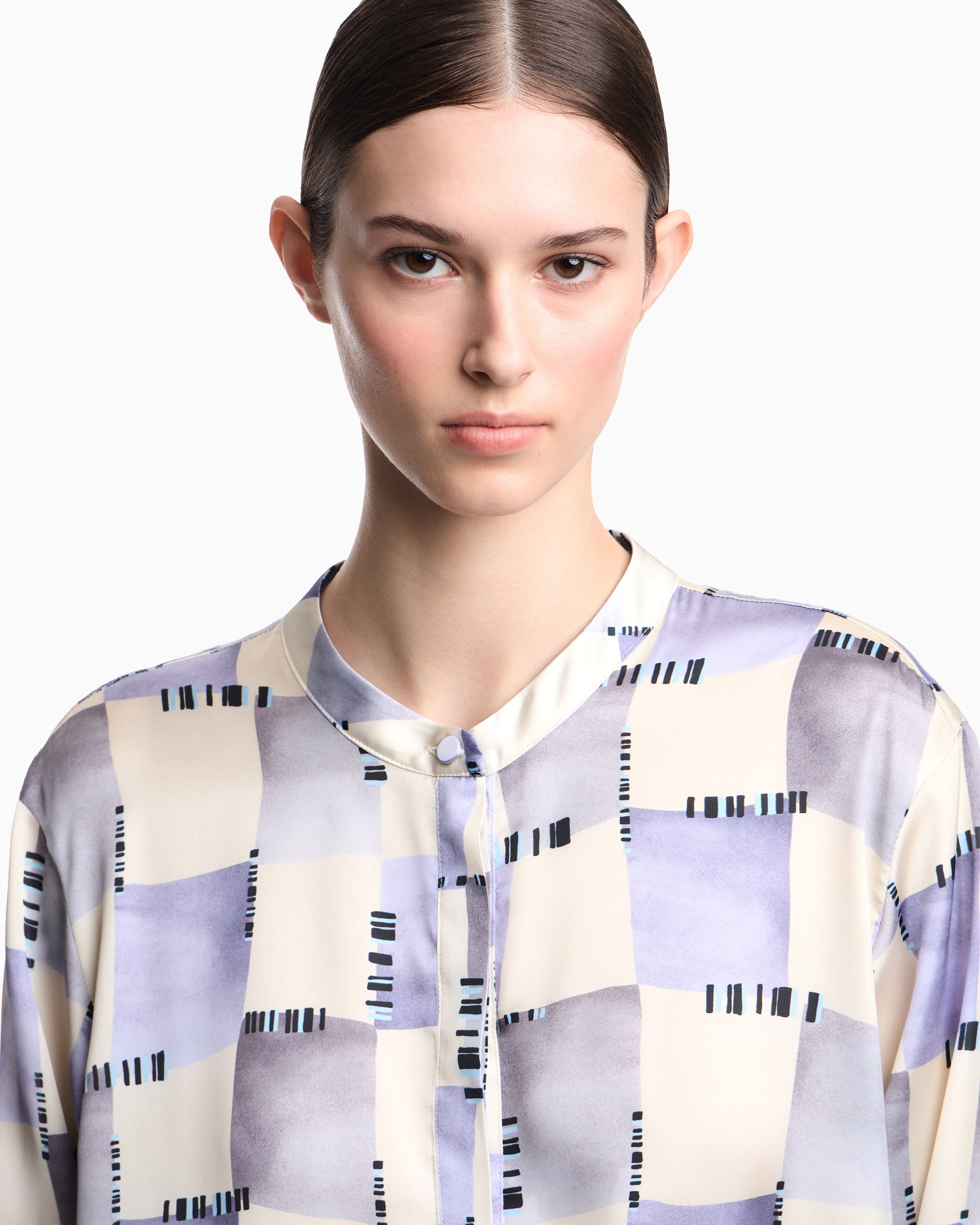 Emporio Armani Satin blouse with check print