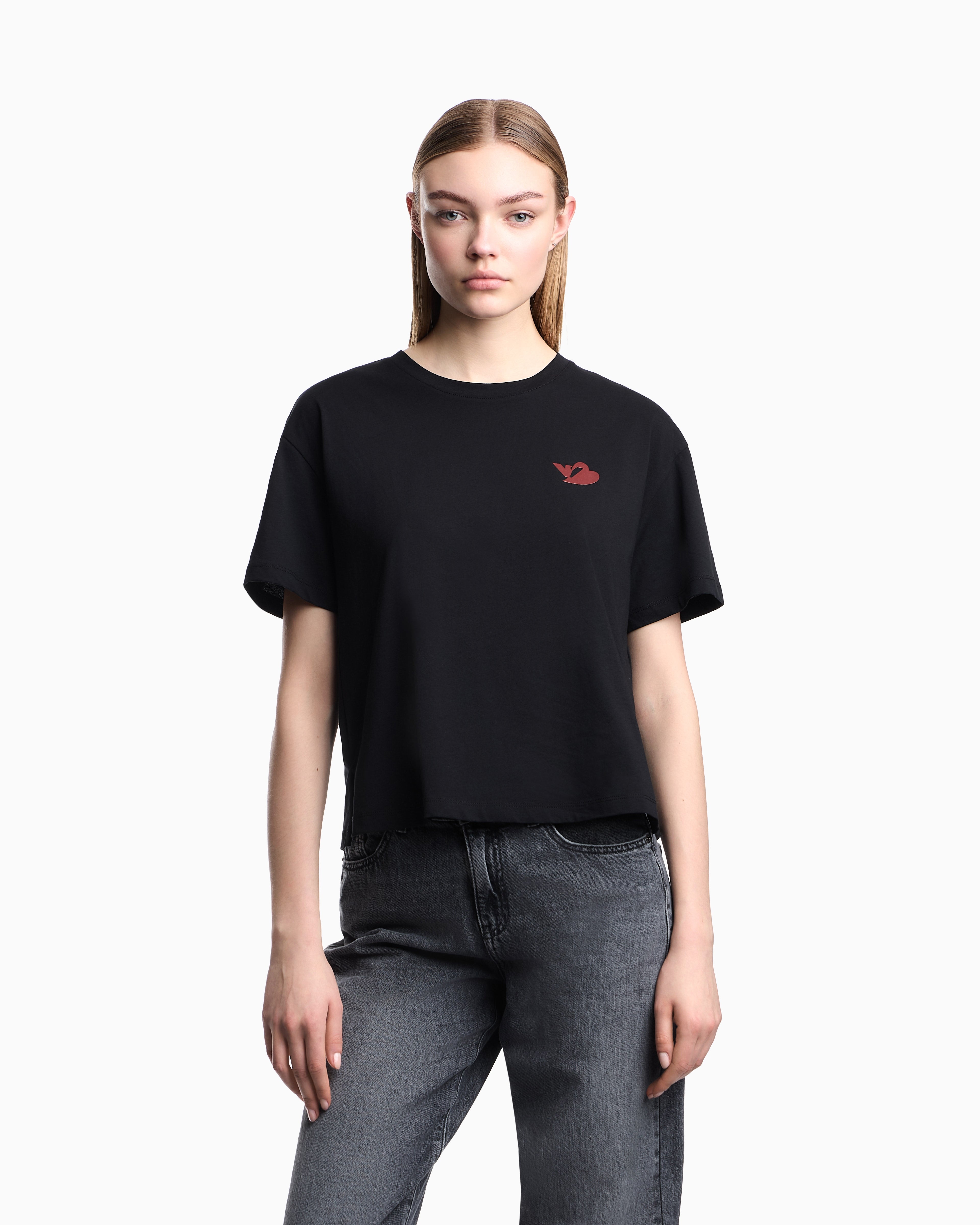 Emporio Armani Organic jersey T-shirt with logo stamp