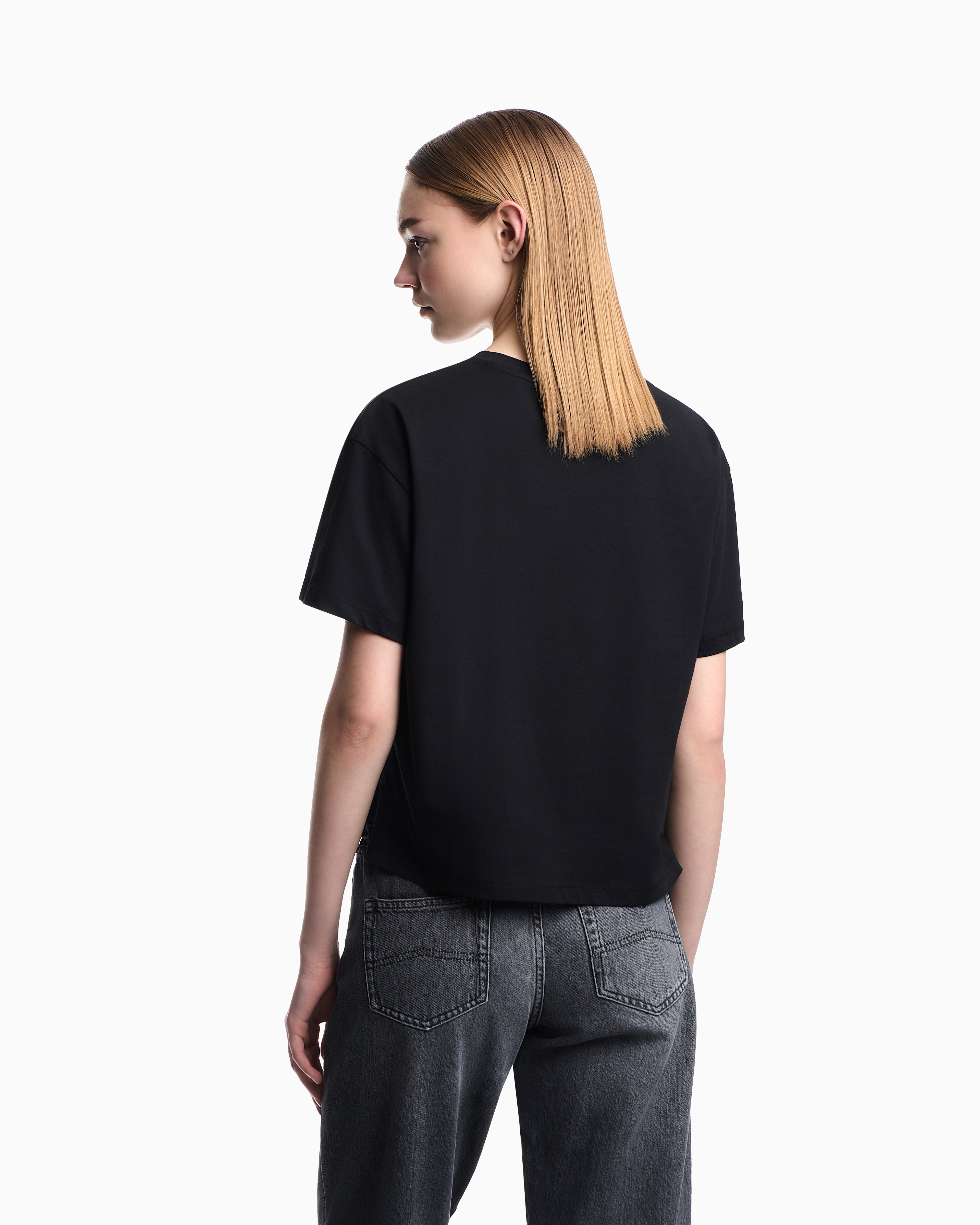 Emporio Armani Organic jersey T-shirt with logo stamp