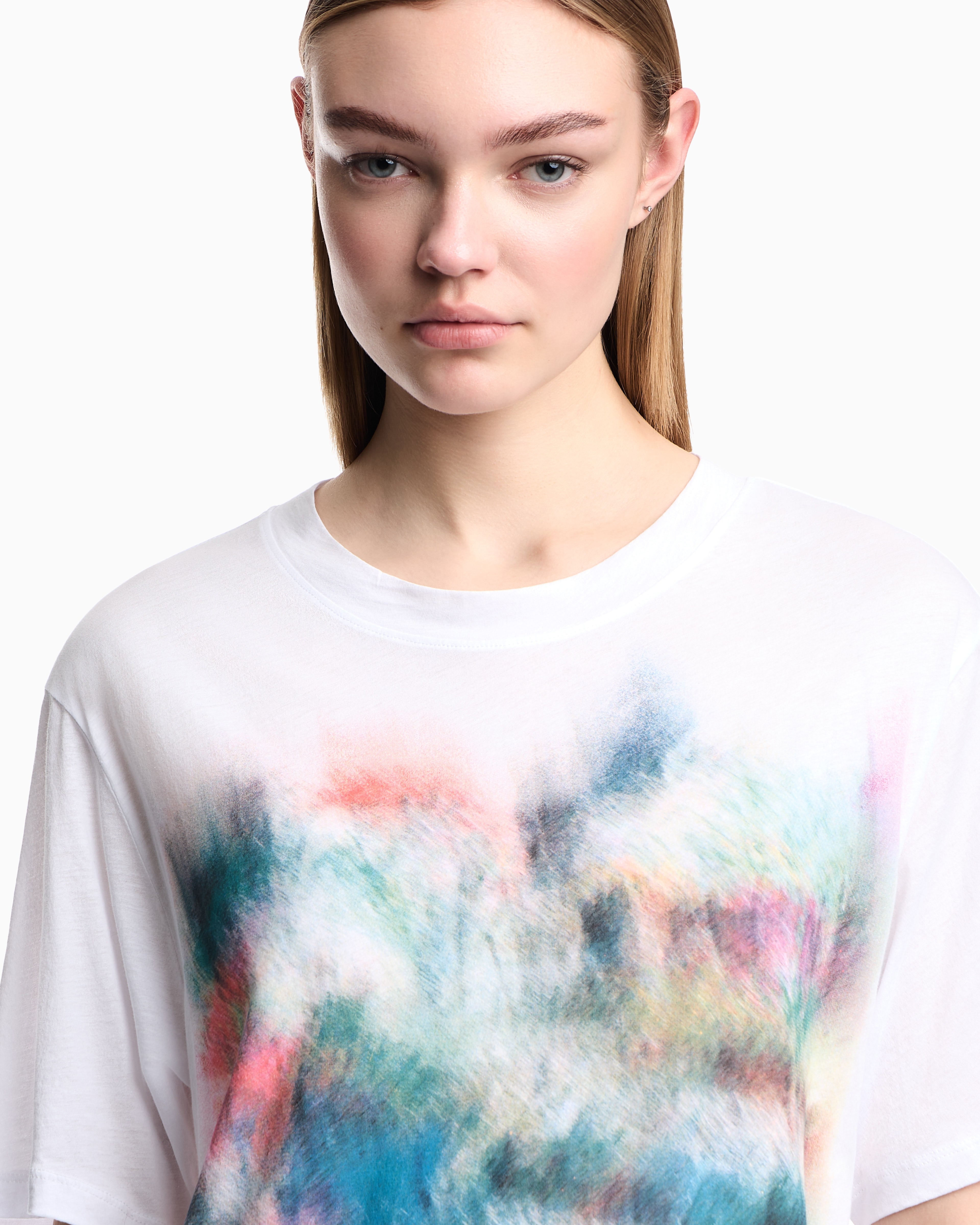 Emporio Armani Lightweight jersey T-shirt with multicolour print