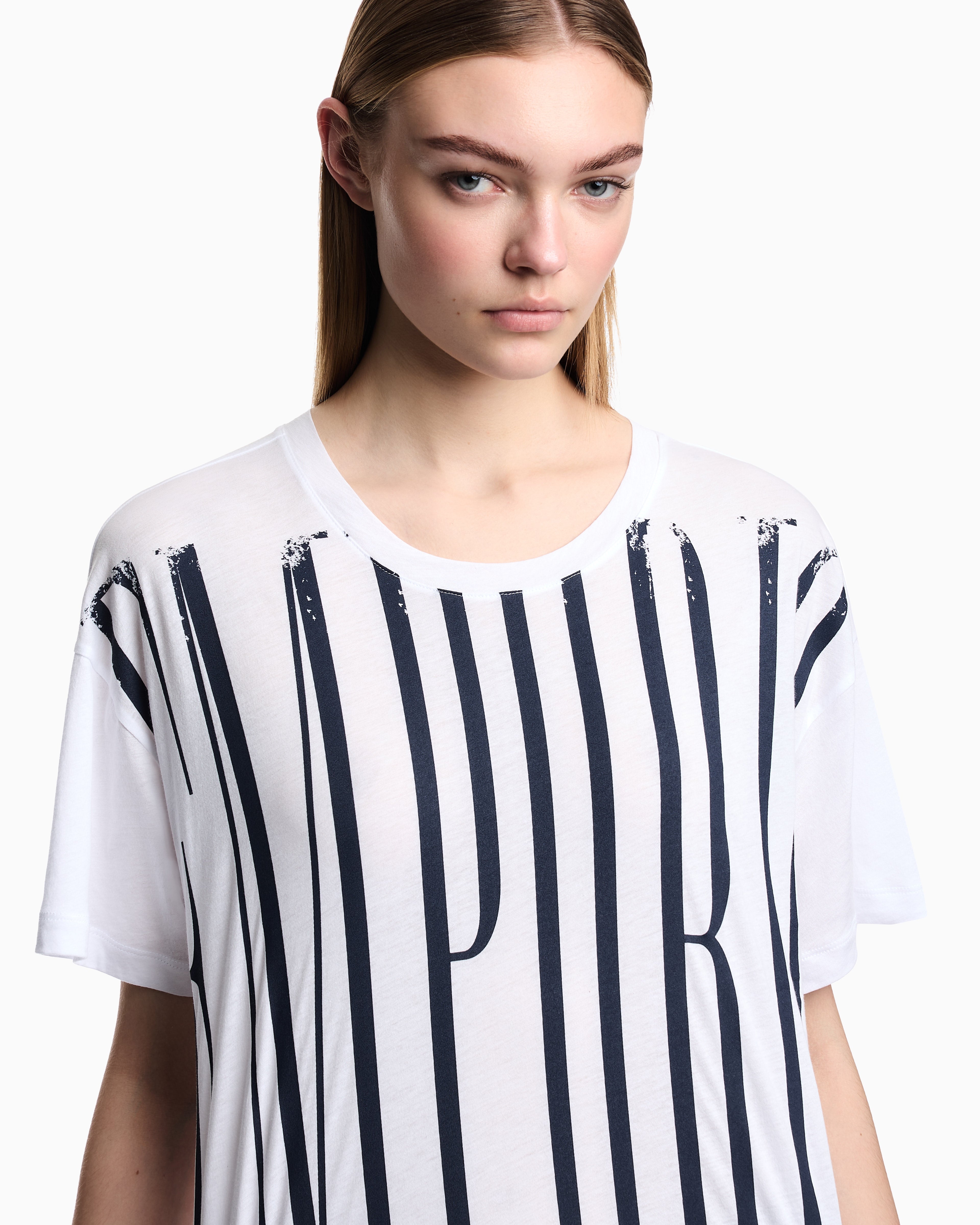 Emporio Armani Lightweight jersey T-shirt with oversized Emporio lettering