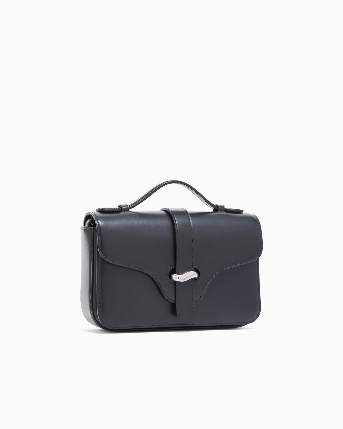 Emporio Armani Top handle bag in smooth leather with a metal clasp