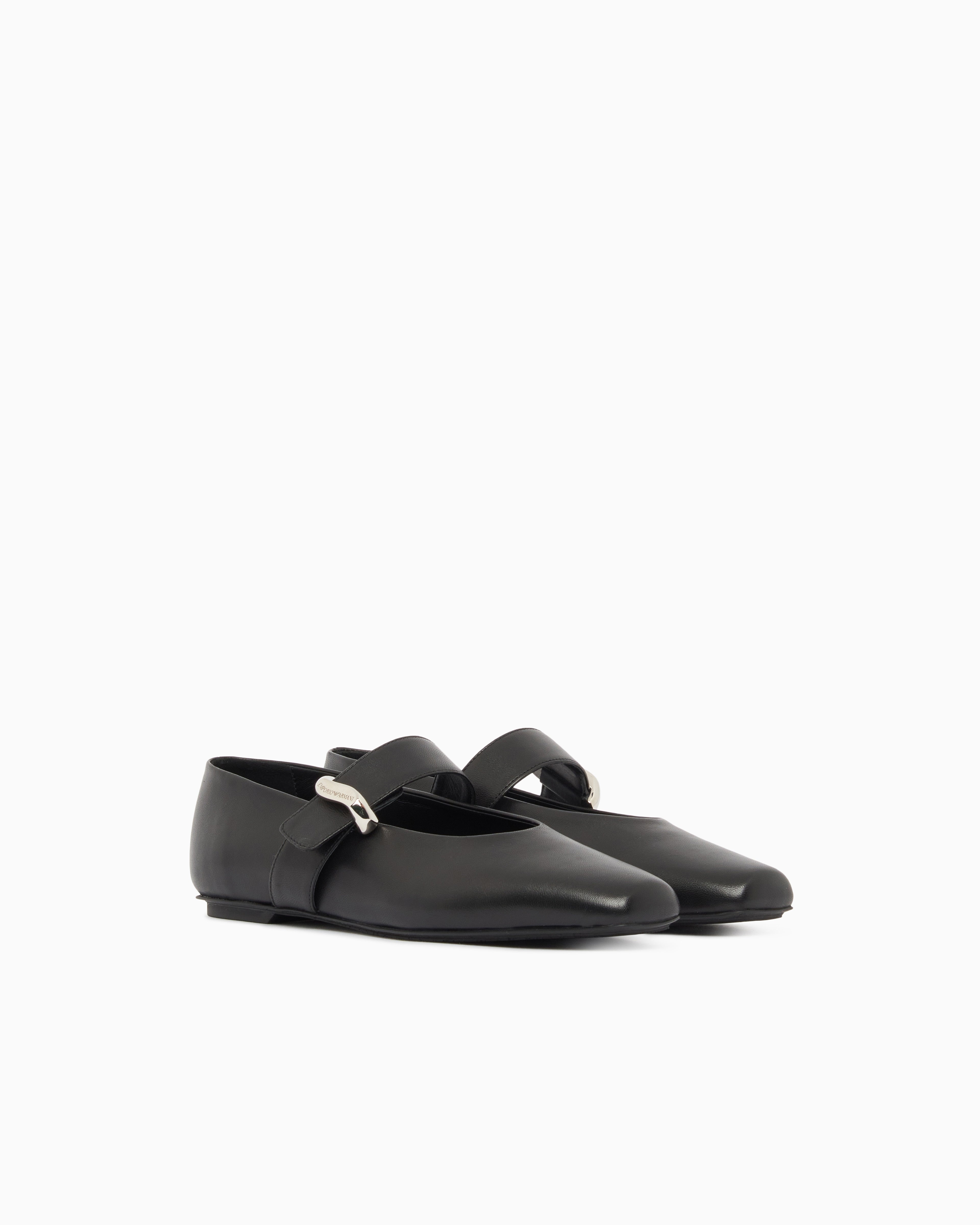 Emporio Armani Nappa-Leather Ballerinas Black