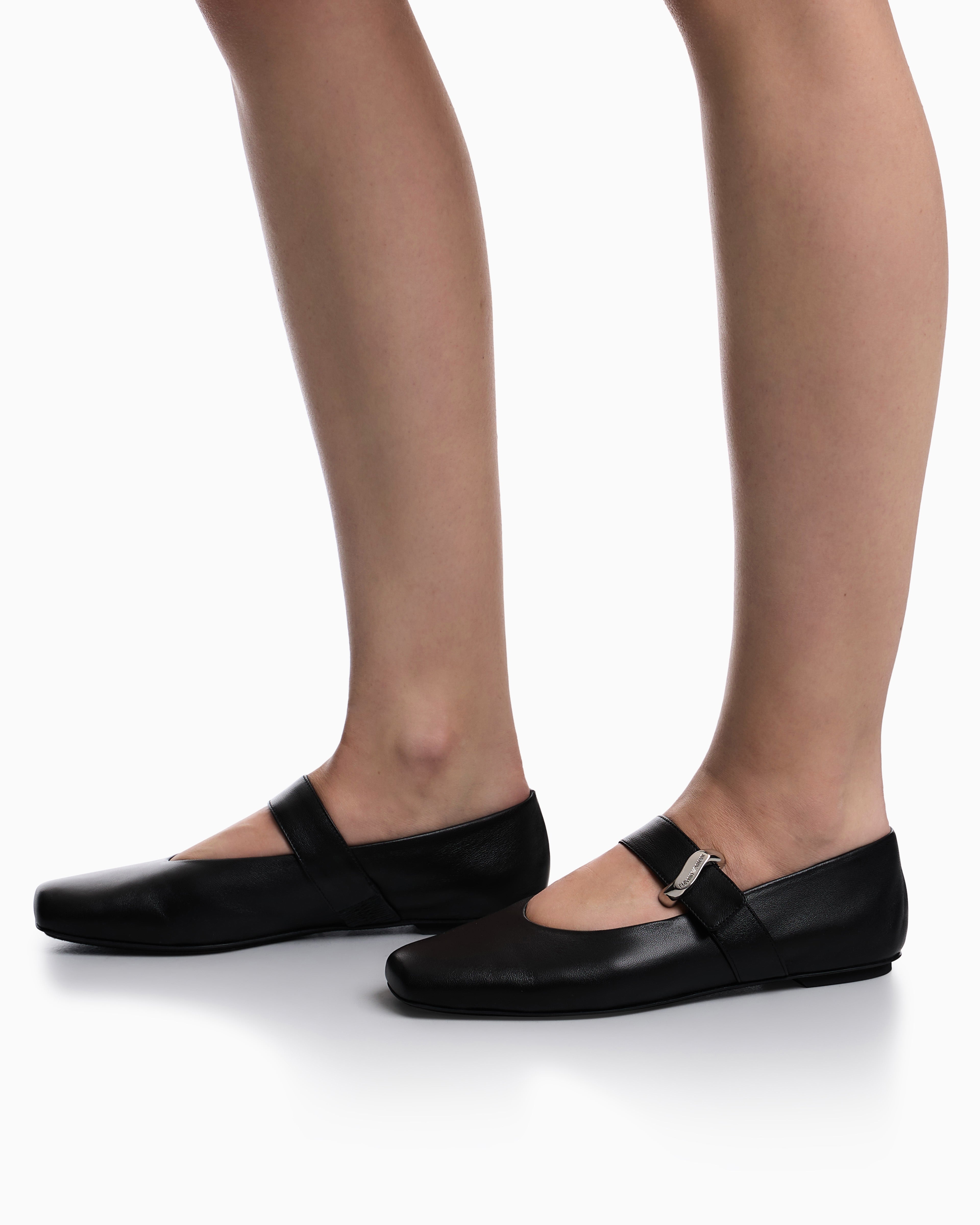 Emporio Armani Nappa-Leather Ballerinas Black