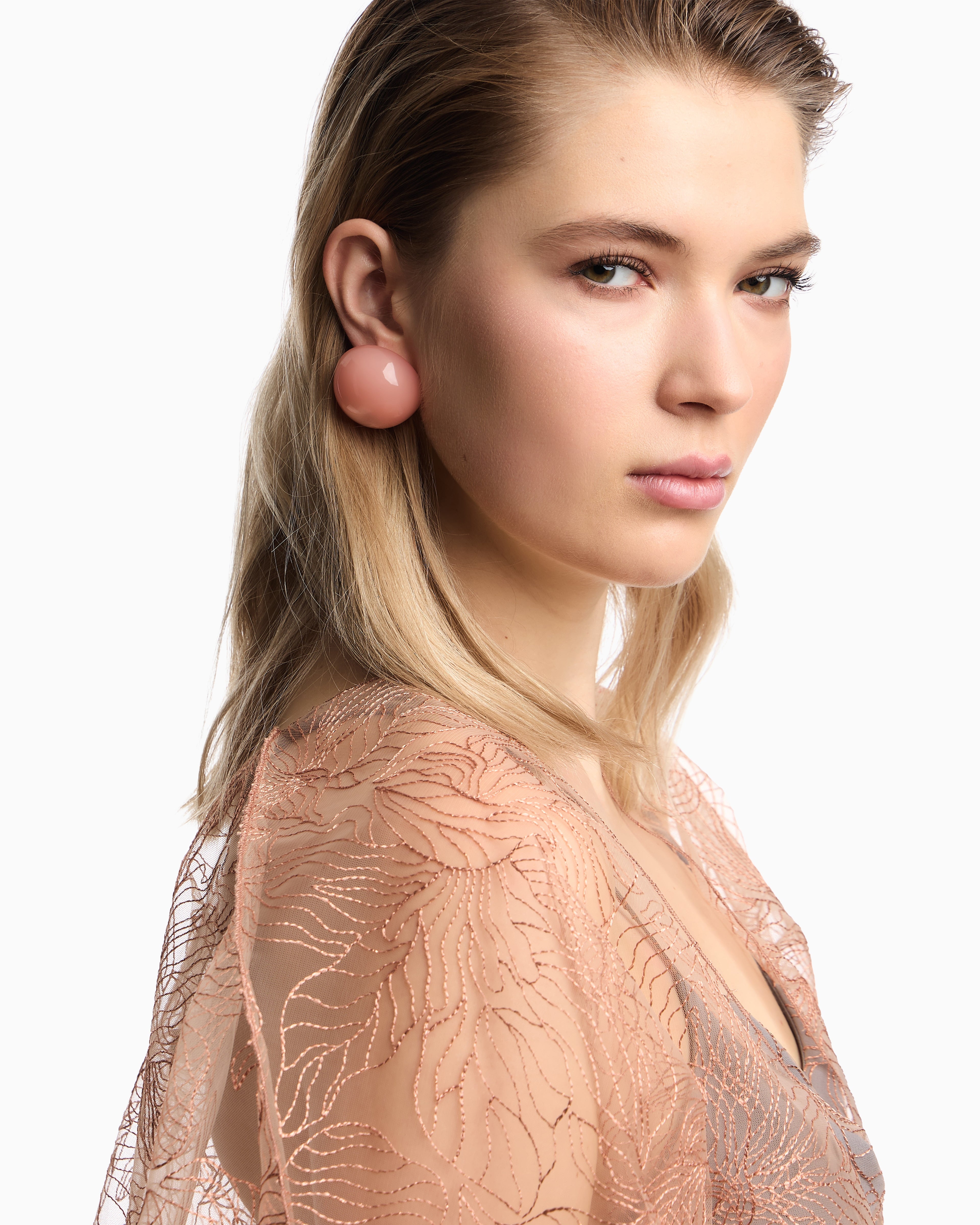Emporio Armani Mother-of-pearl effect half-sphere earrings