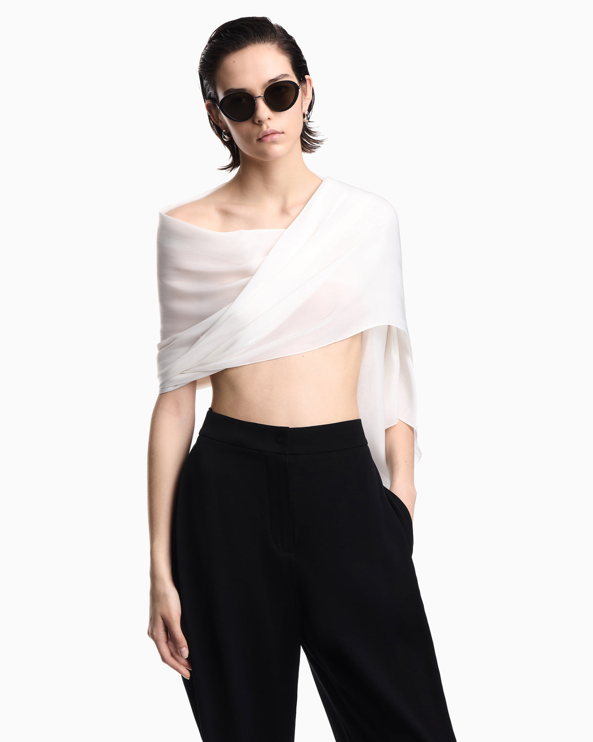Emporio Armani Lightweight sheer scarf with a subtle sheen