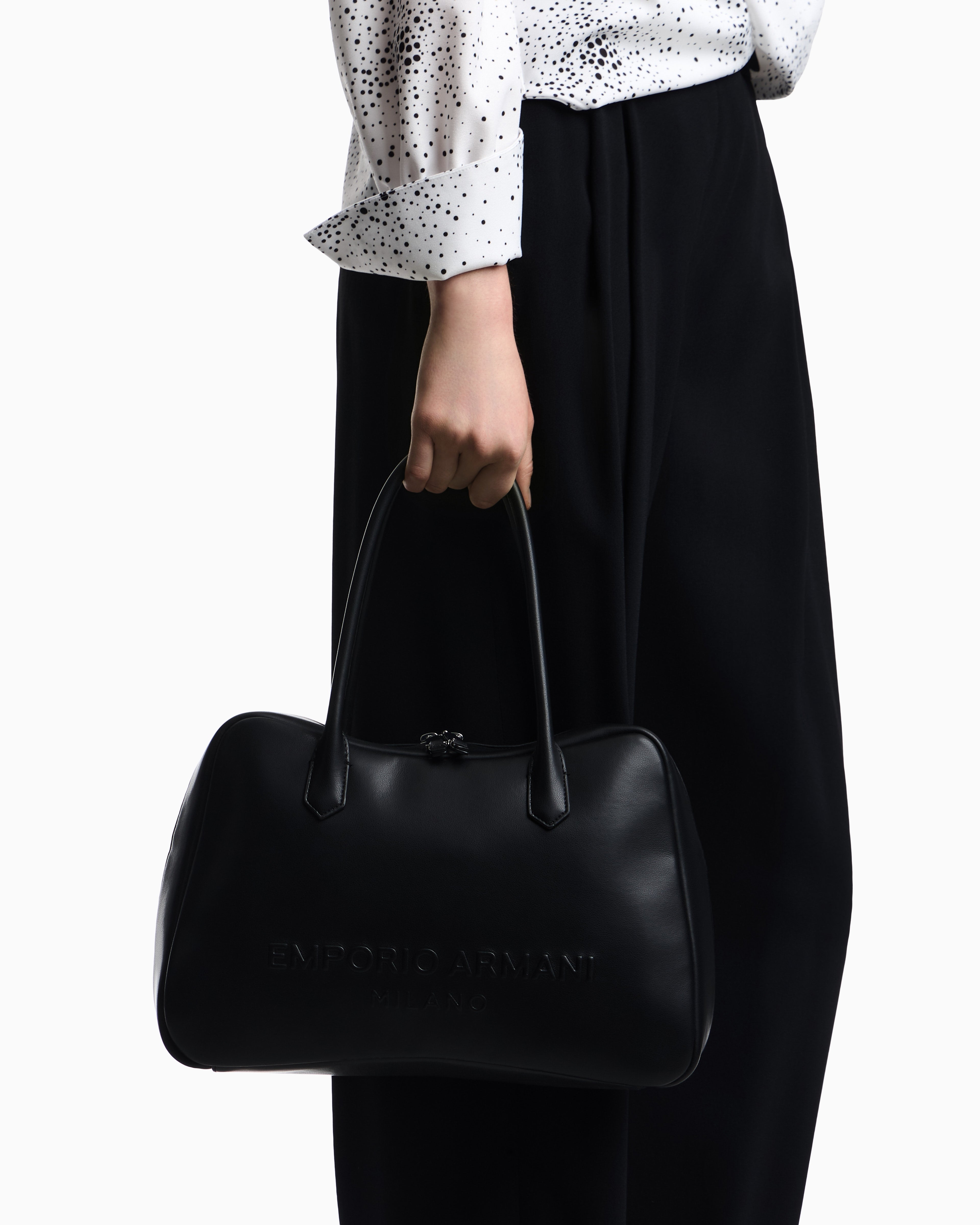 Emporio Armani Eagle Club capsule collection soft leather shoulder bag