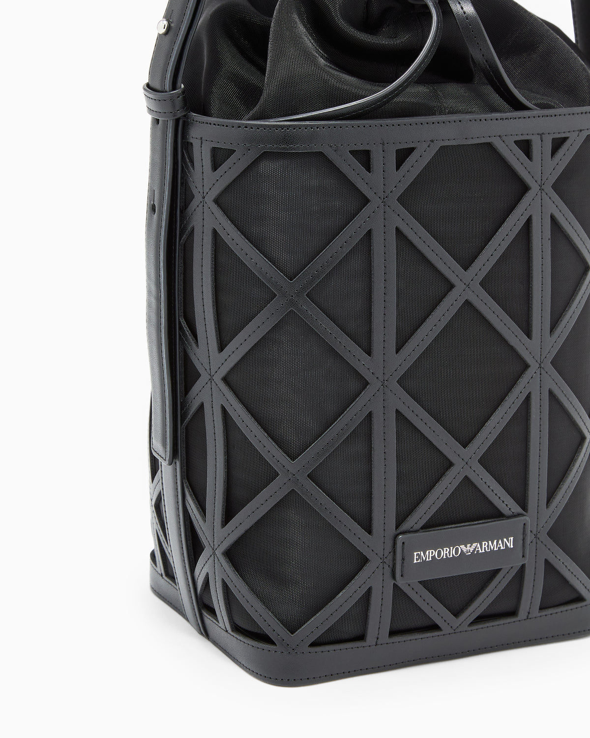 Emporio Armani Leather and mesh bucket bag
