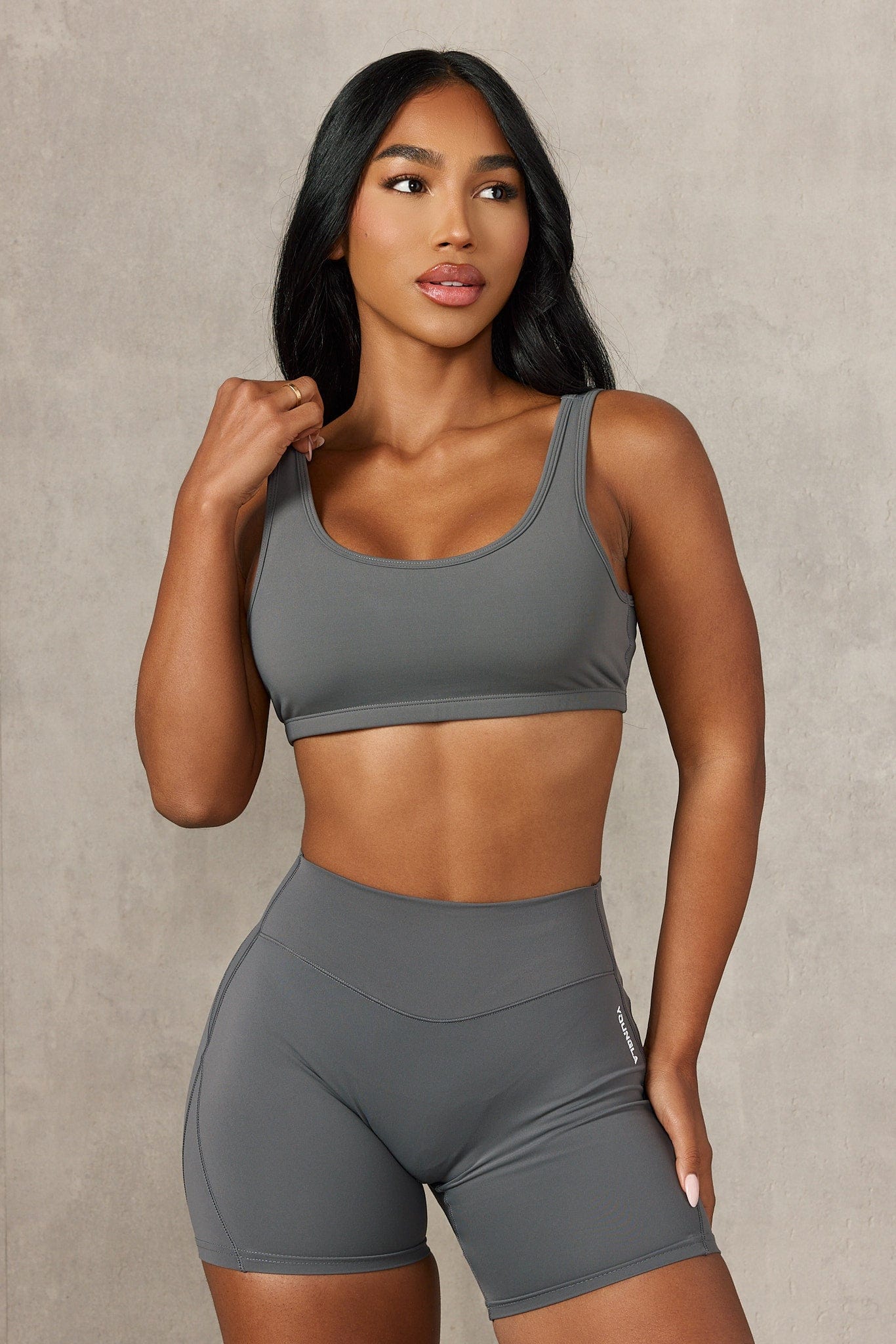 YoungLA W355 Locked In Sports Bra Charcoal
