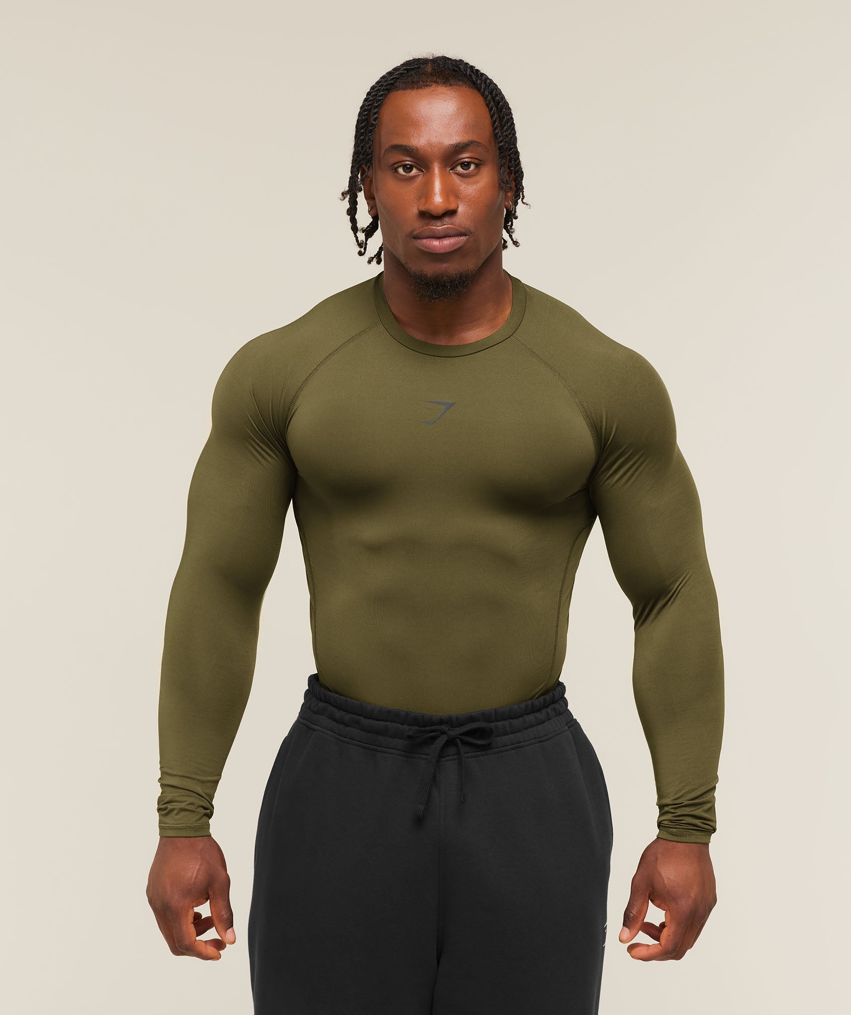 Gymshark Element Baselayer Long Sleeve T-Shirt Canvas Green