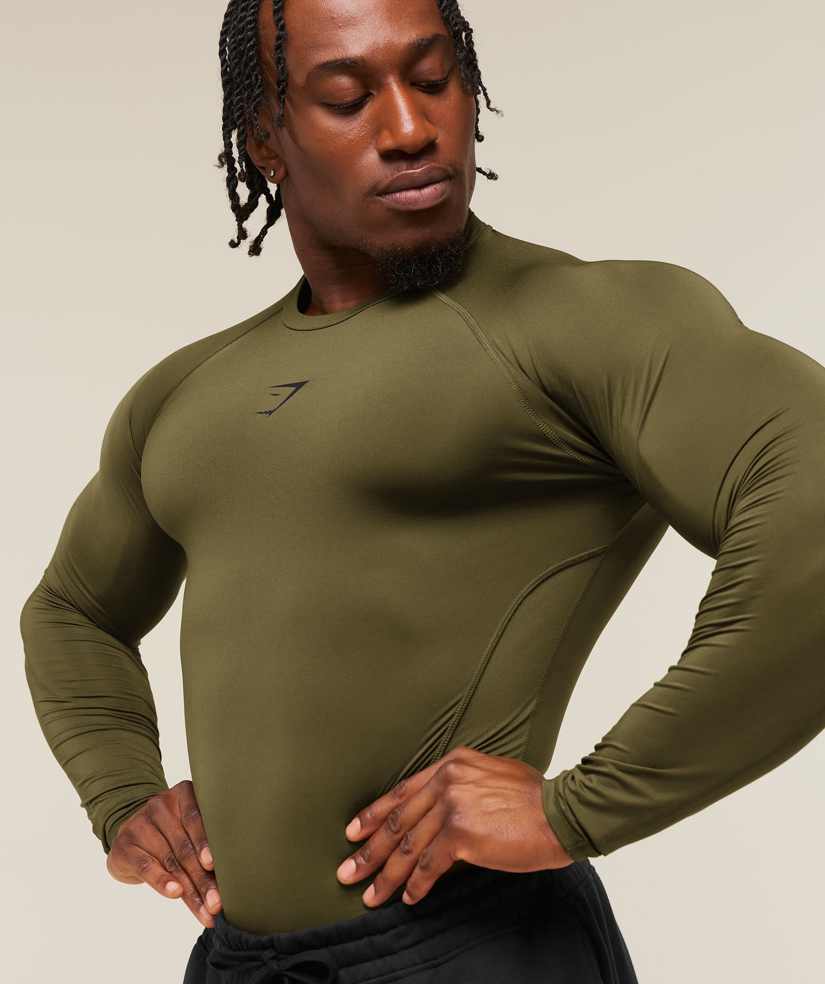 Gymshark Element Baselayer Long Sleeve T-Shirt Canvas Green