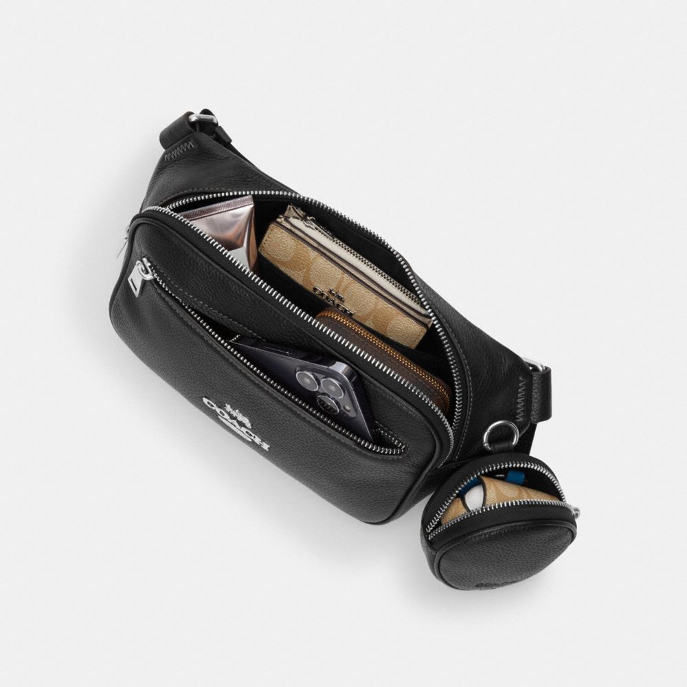 Coach Elias Belt Bag In Signature Canvas Gunmetal Charcoal Black