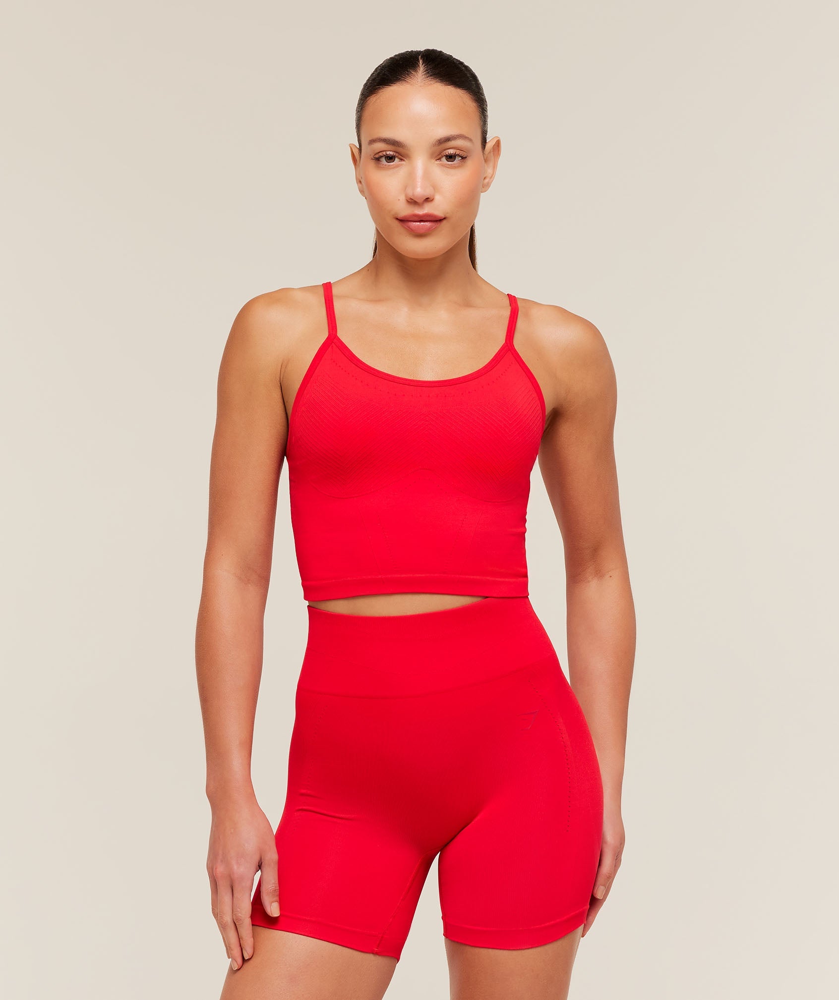 Women's Gymshark Energise Seamless Crop Top Athletic Red