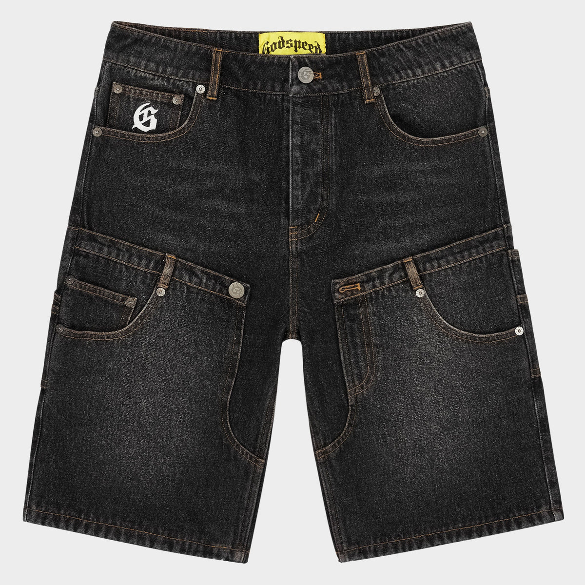 Godspeed Twin Panel Denim Shorts (Black)